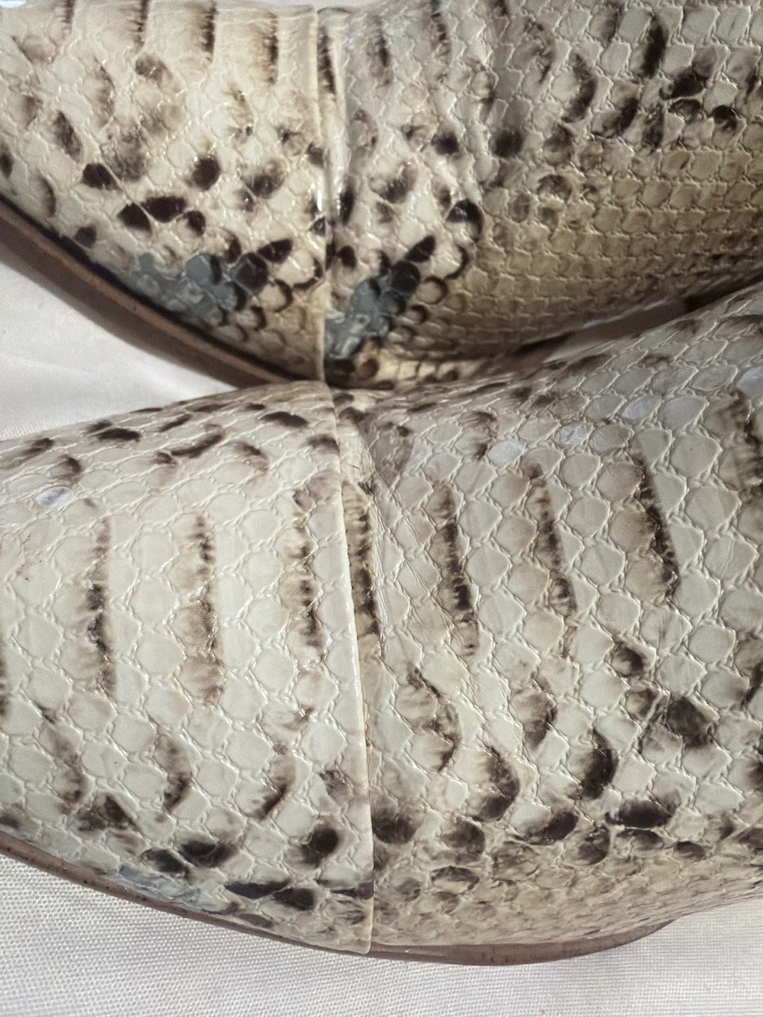 Snakeskin Report Print Heeled Mules # size7 - photo 2
