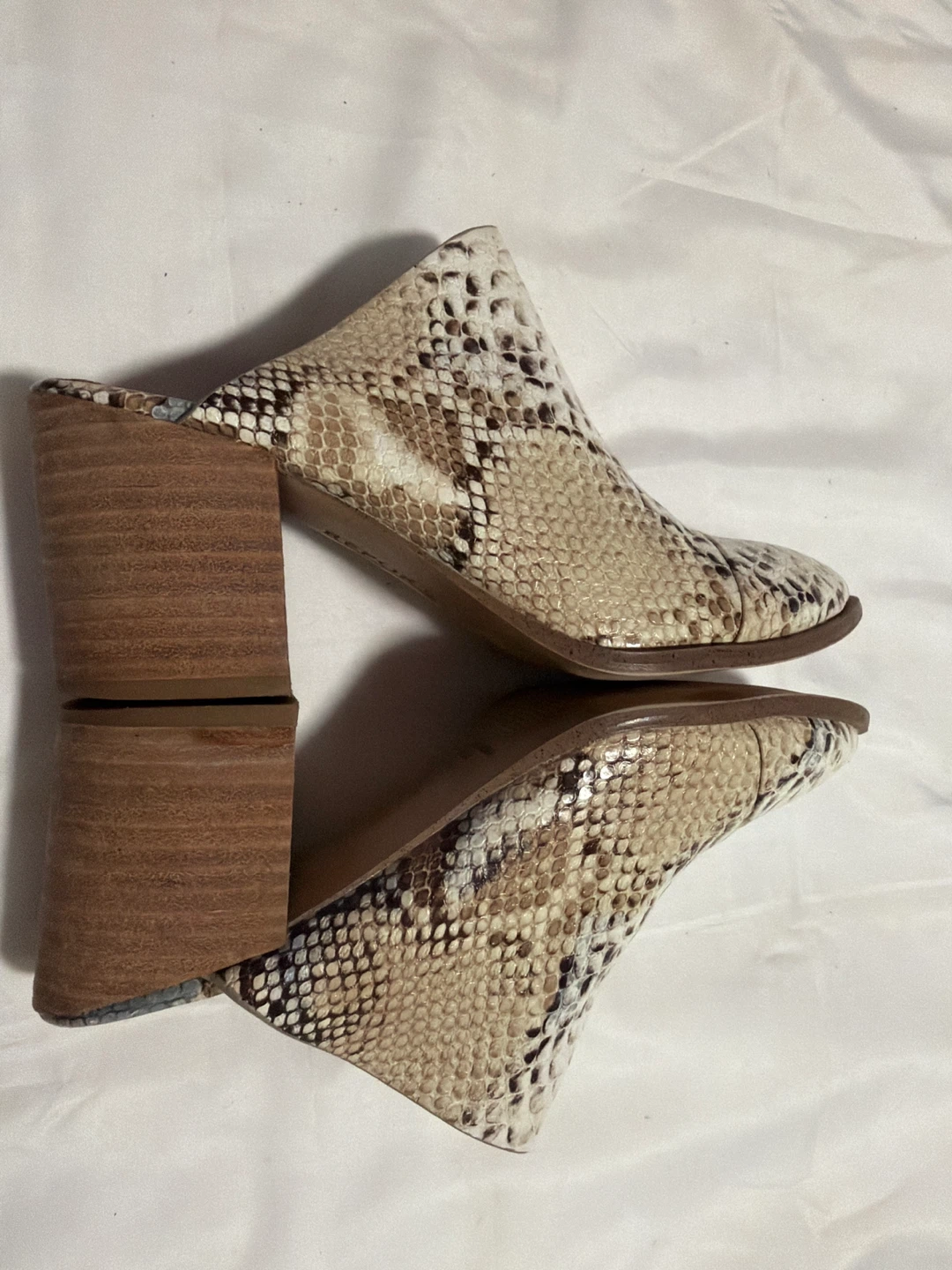 Snakeskin Report Print Heeled Mules # size7 - photo 4