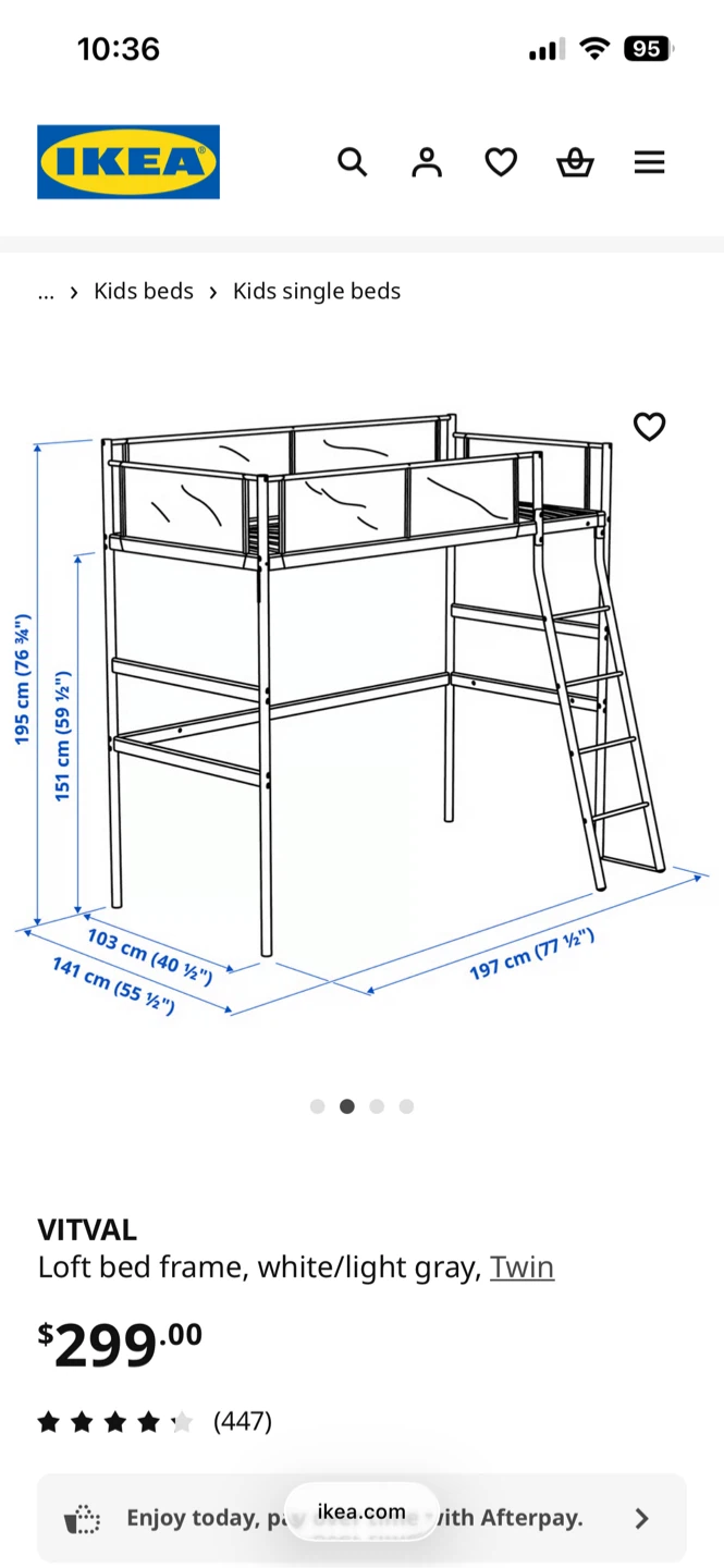 IKEA VITVAL Loft Bed Frame - White/Light Gray - photo 2