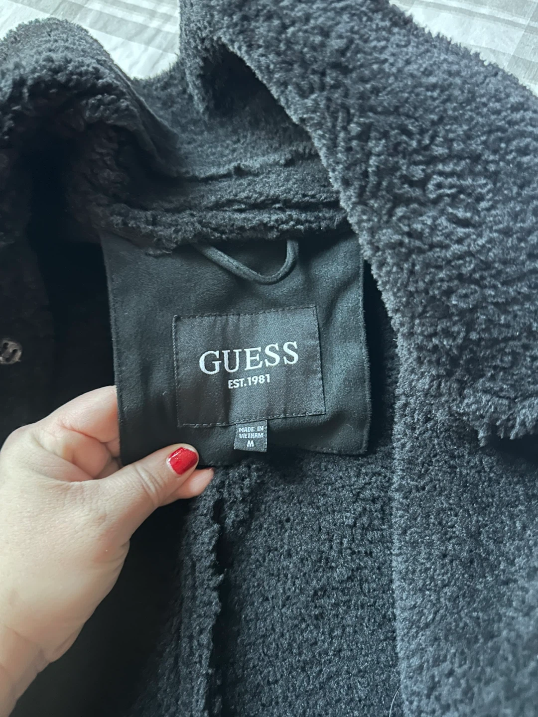 Guess Black Faux Shearling Coat - Size M - photo 2
