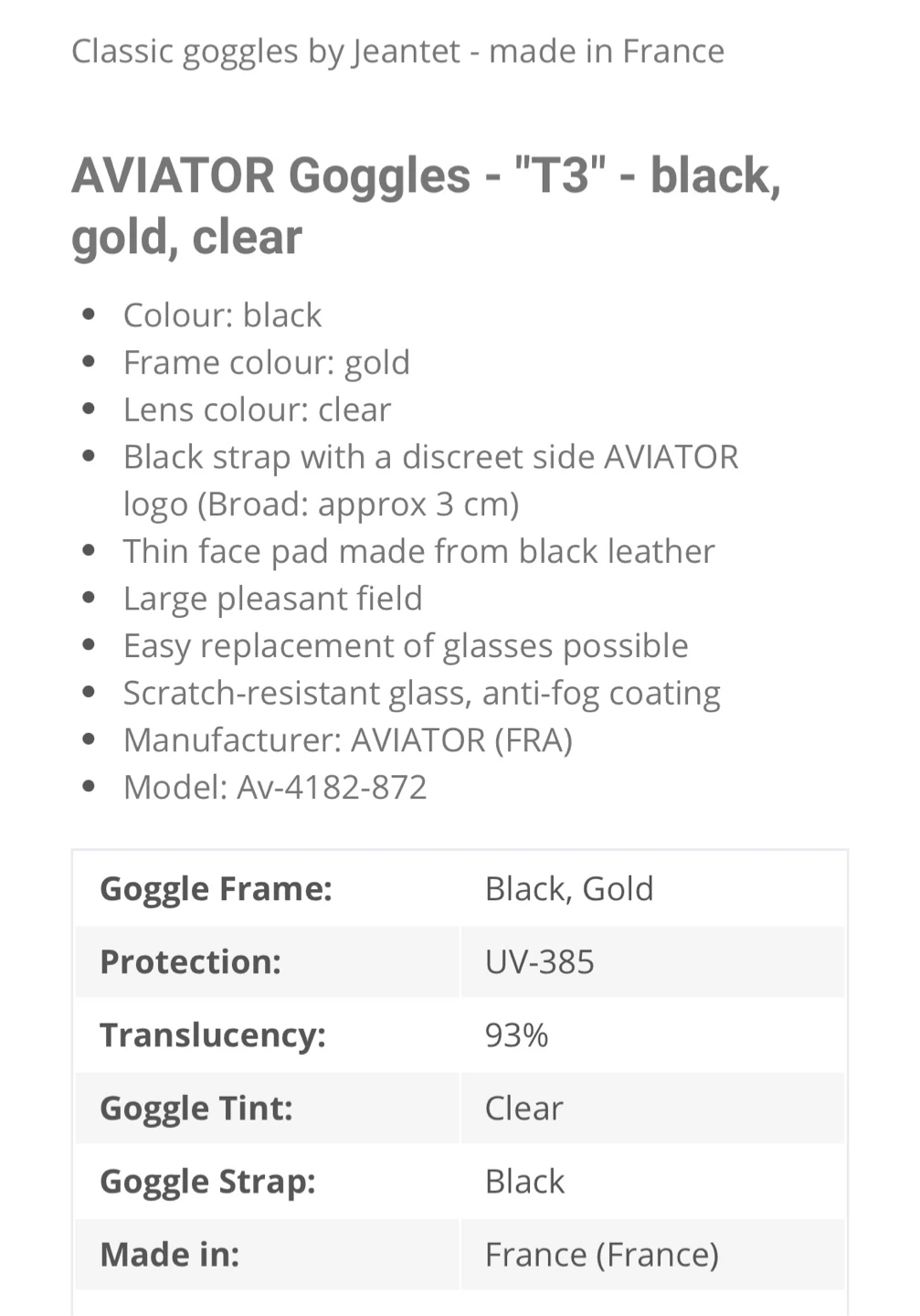 Aviator Goggles - T3 - Black, Gold, Clear - photo 4