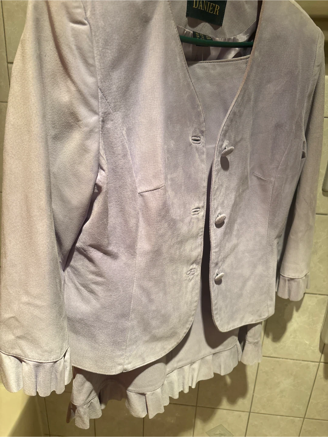 Danier Powder Blue Suede Ruffle Skirt & Jacket - photo 3