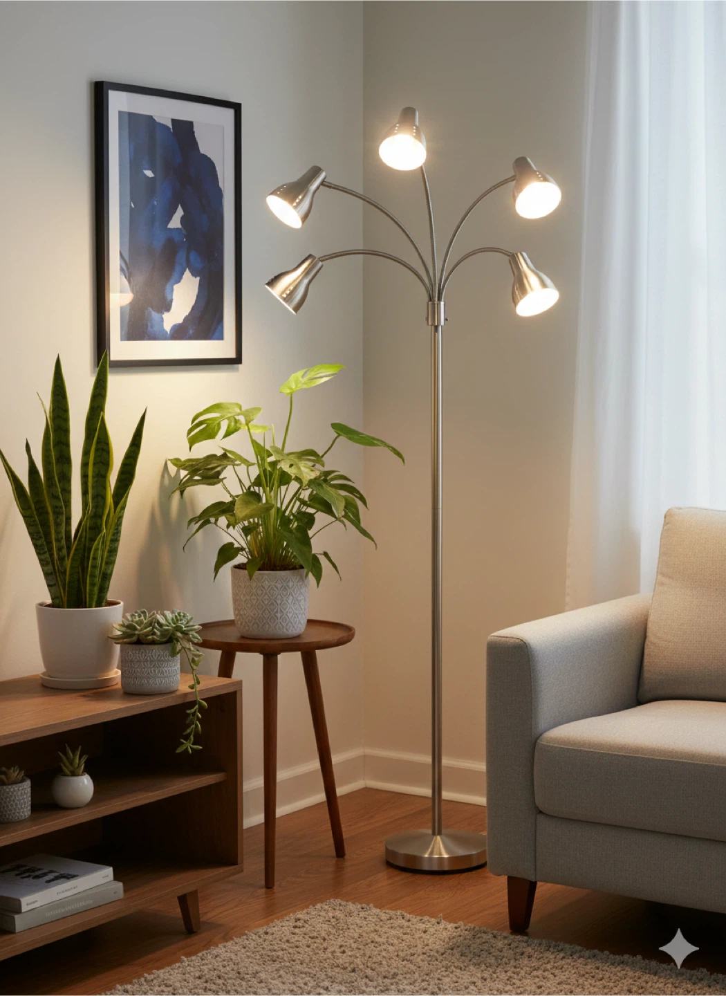 5 Head Floor Lamp - Great for Living Room
