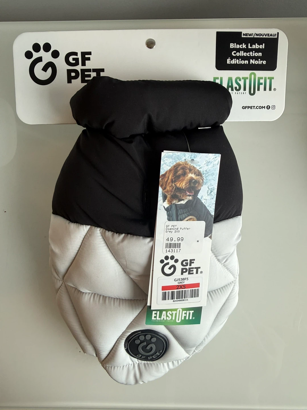 GF Pet Black Label Puffer Dog Coat, Size XXS