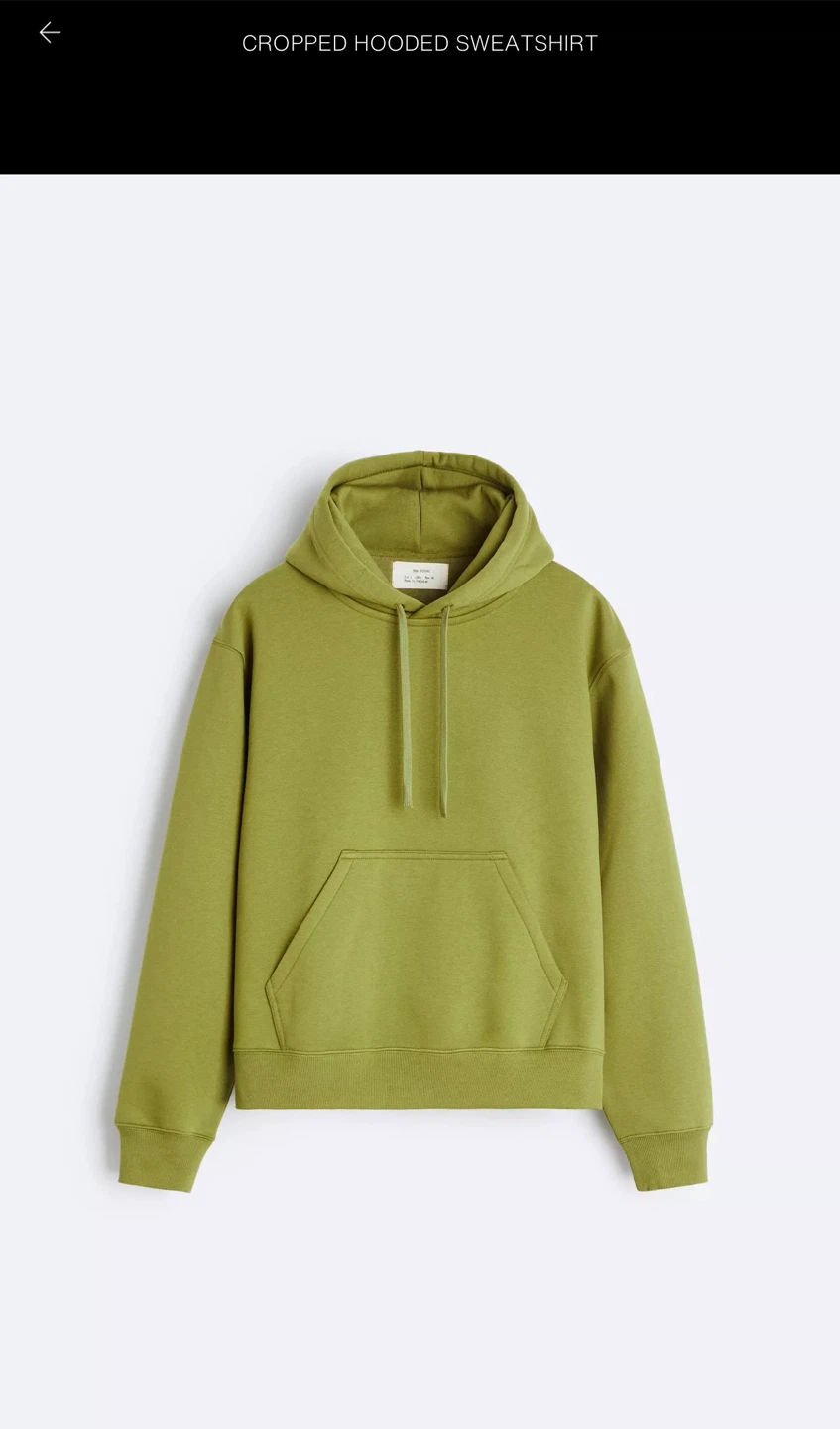 Cropped Hooded Sweatshirt - Olive Green