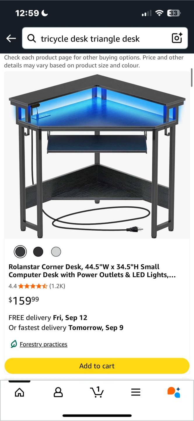Rolanstar Corner Desk 44.5"W x 34.5"H