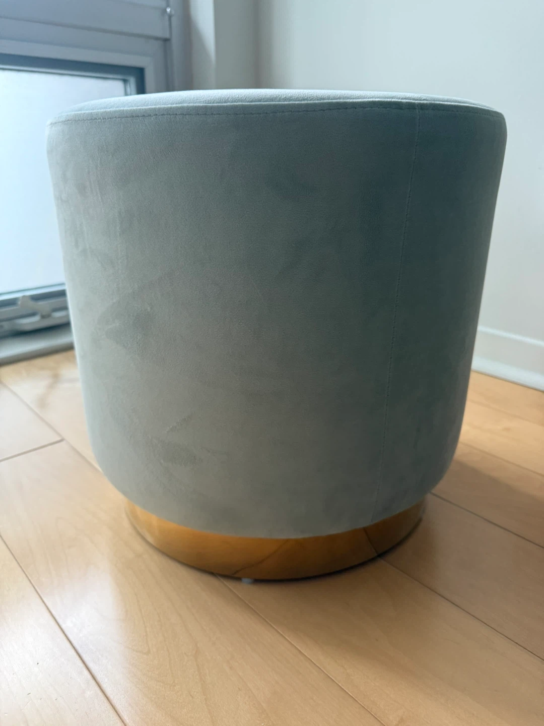 Light Green Velvet Ottoman Stool