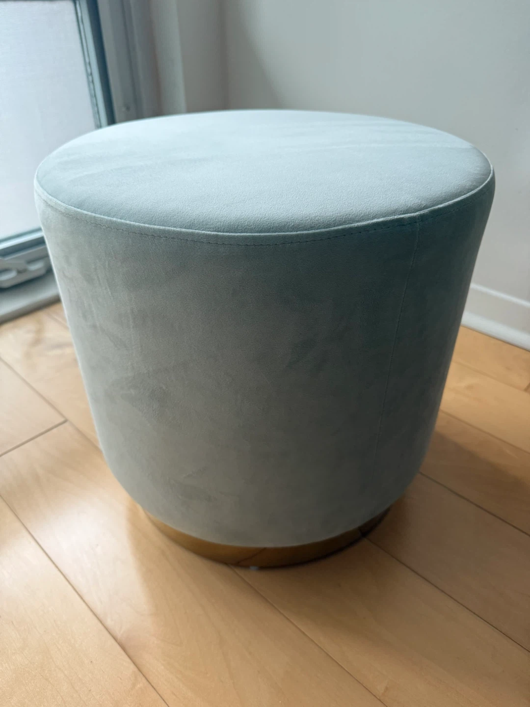 Light Green Velvet Ottoman Stool - photo 2