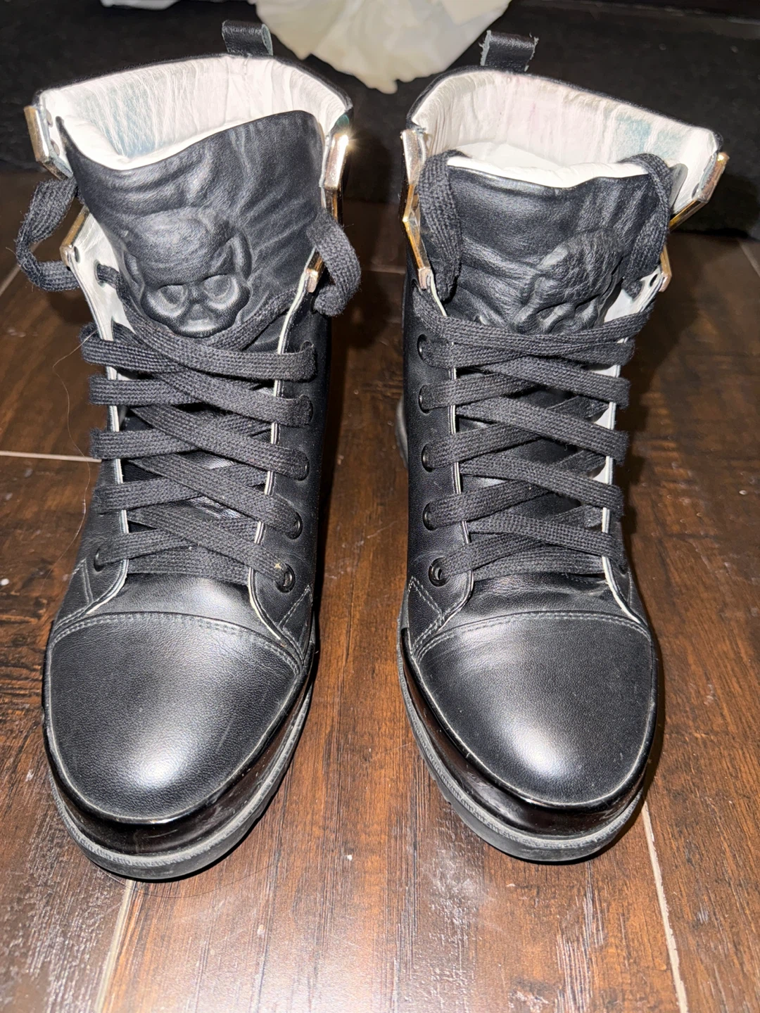 Alexander McQueen Black Leather High-Top Sneakers - photo 2