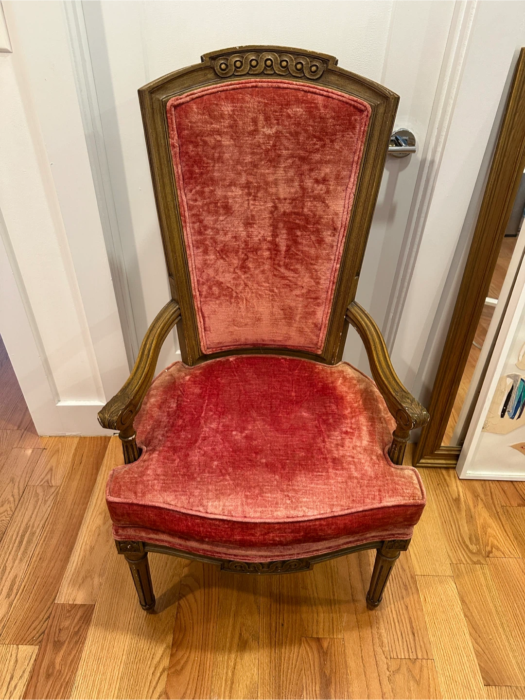 Vintage Velvet Accent Chair - Pink