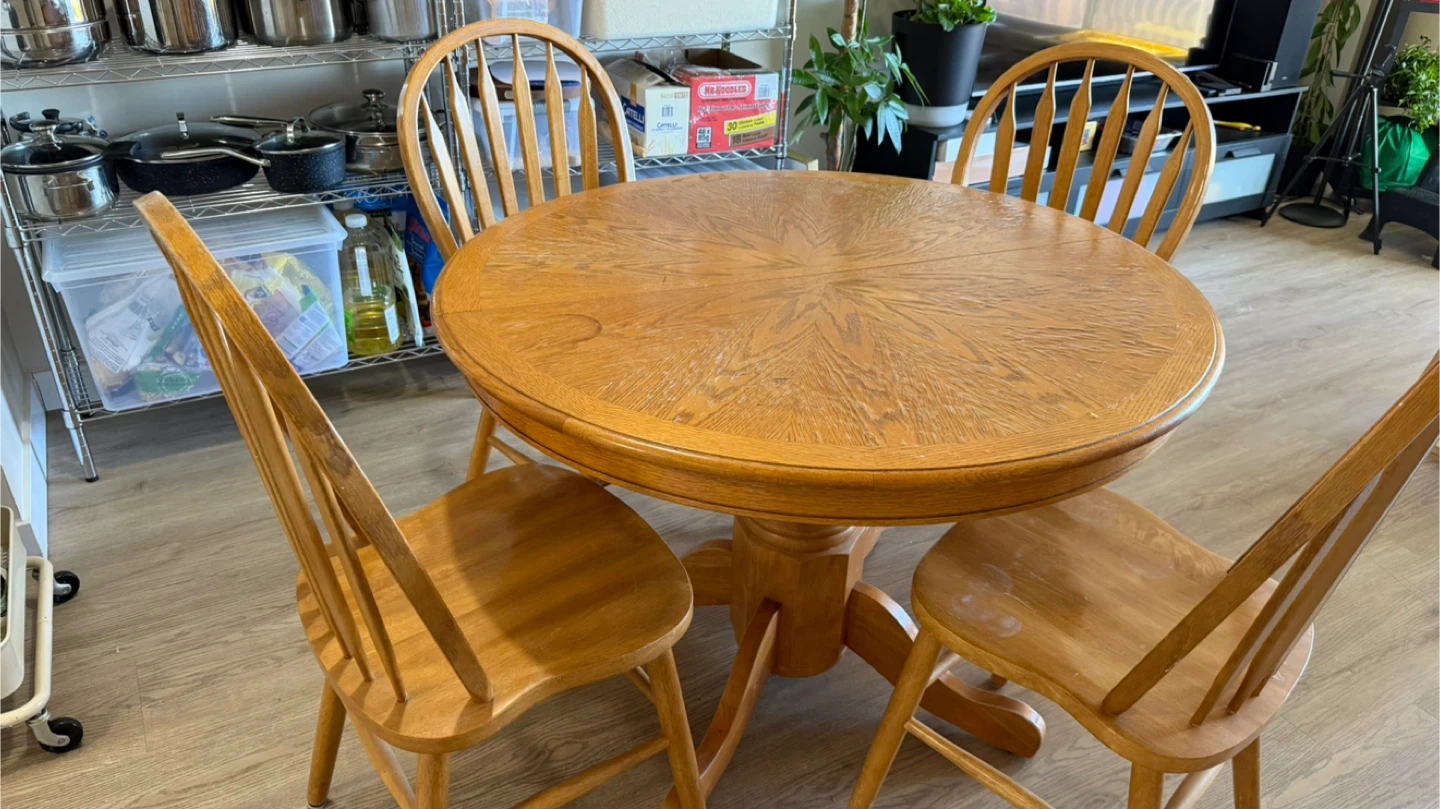 Round Wooden Dining Table with 4 Chairs - photo 3