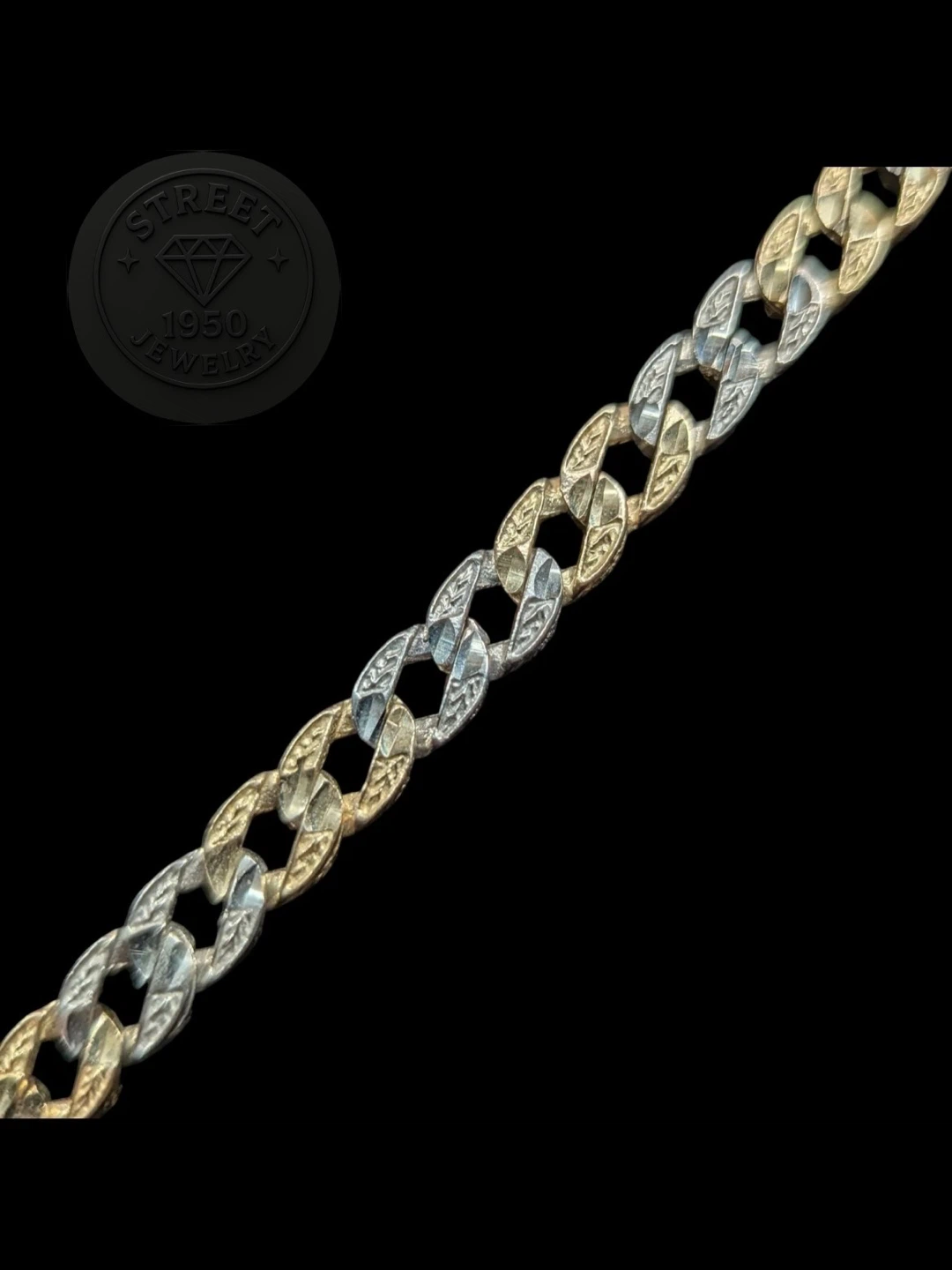 Cuban Bicolor Bracelet 10K solid gold 🥇 - photo 2