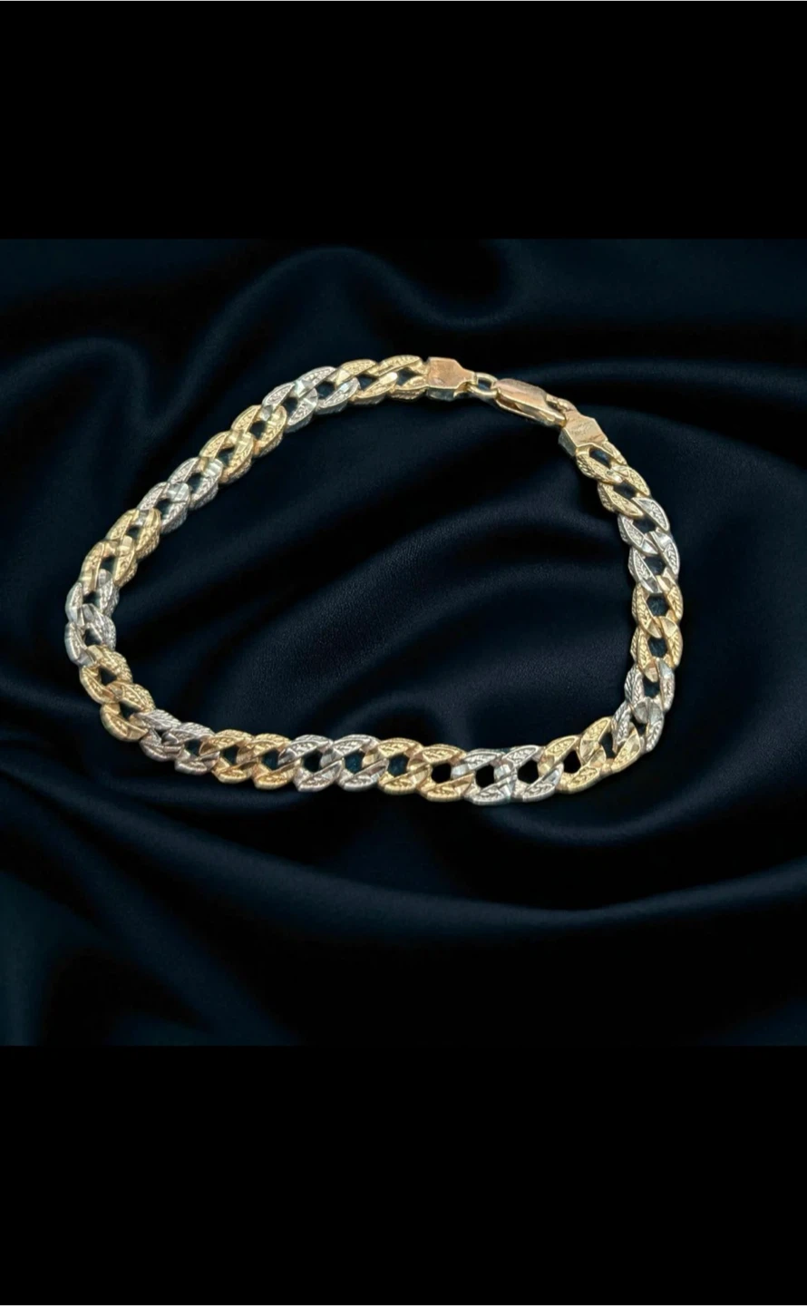 Cuban Bicolor Bracelet 10K solid gold 🥇 - photo 4