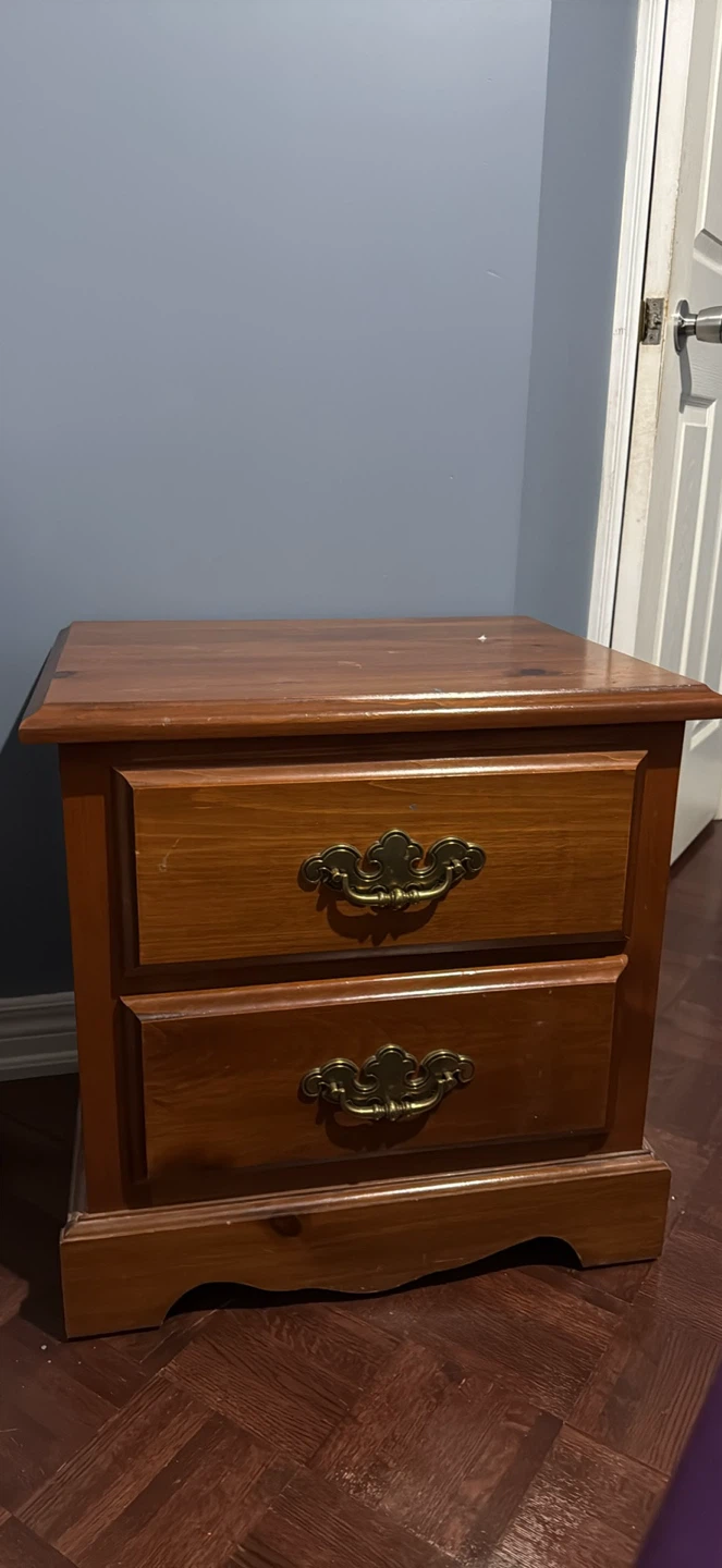 Wood Nightstand with 2 Drawers
