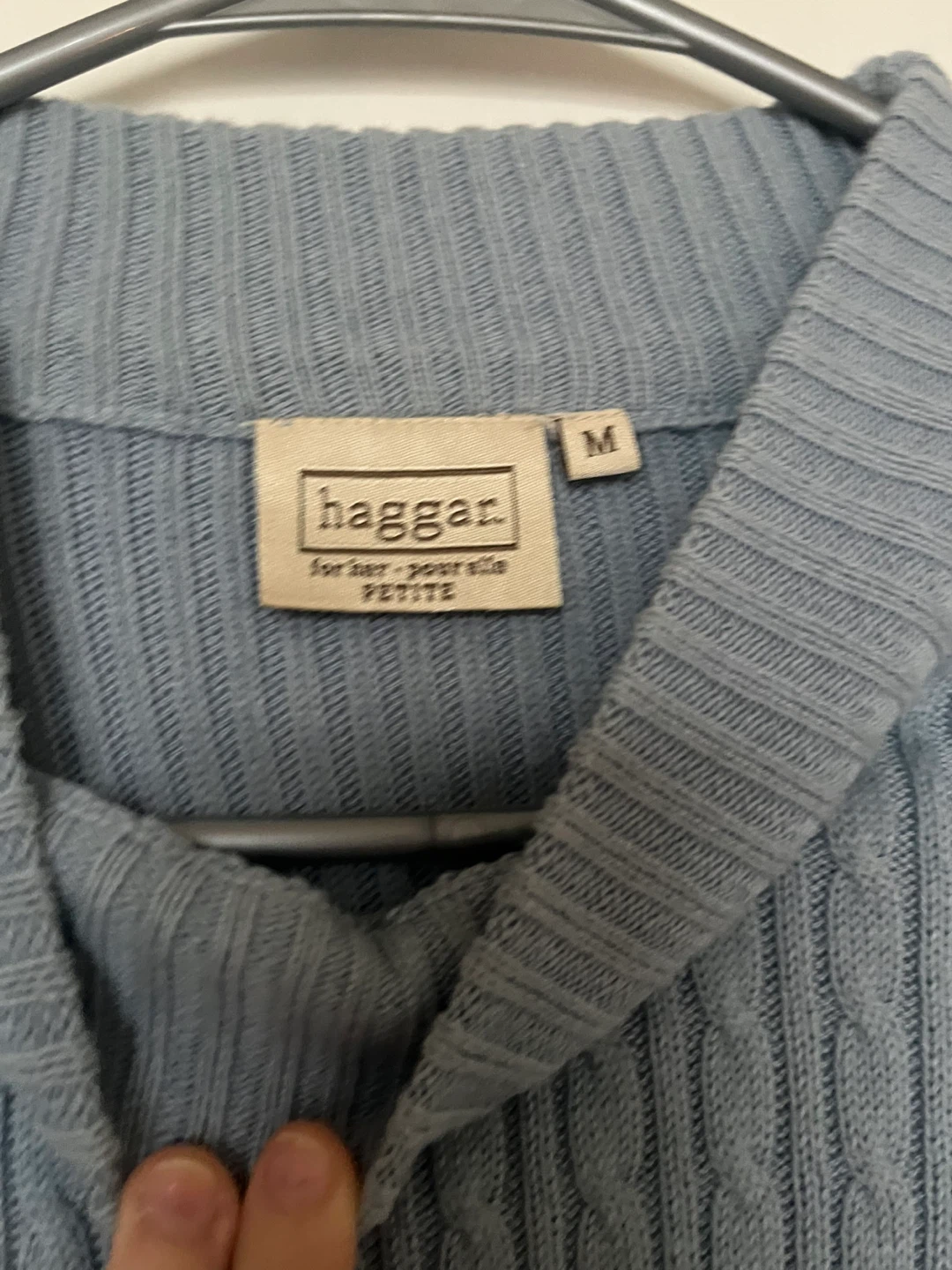 Haggar Petite Blue Knit Sweater - Size M - photo 2