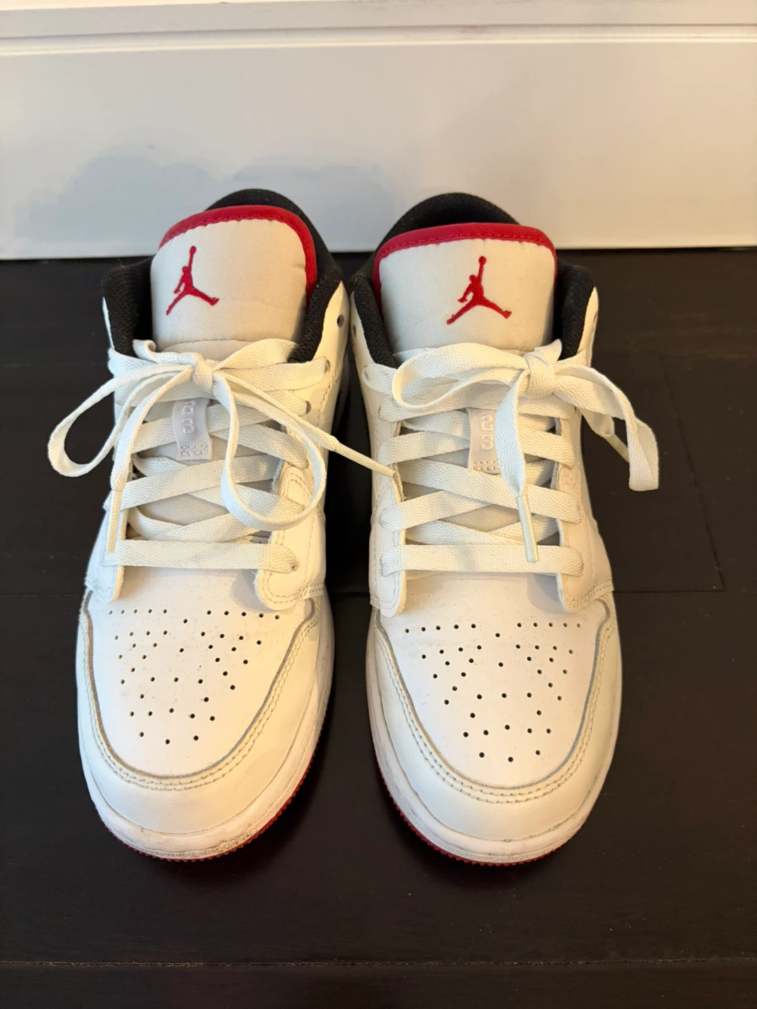 Jordan 1 Low White/Red - Size 4.5Y