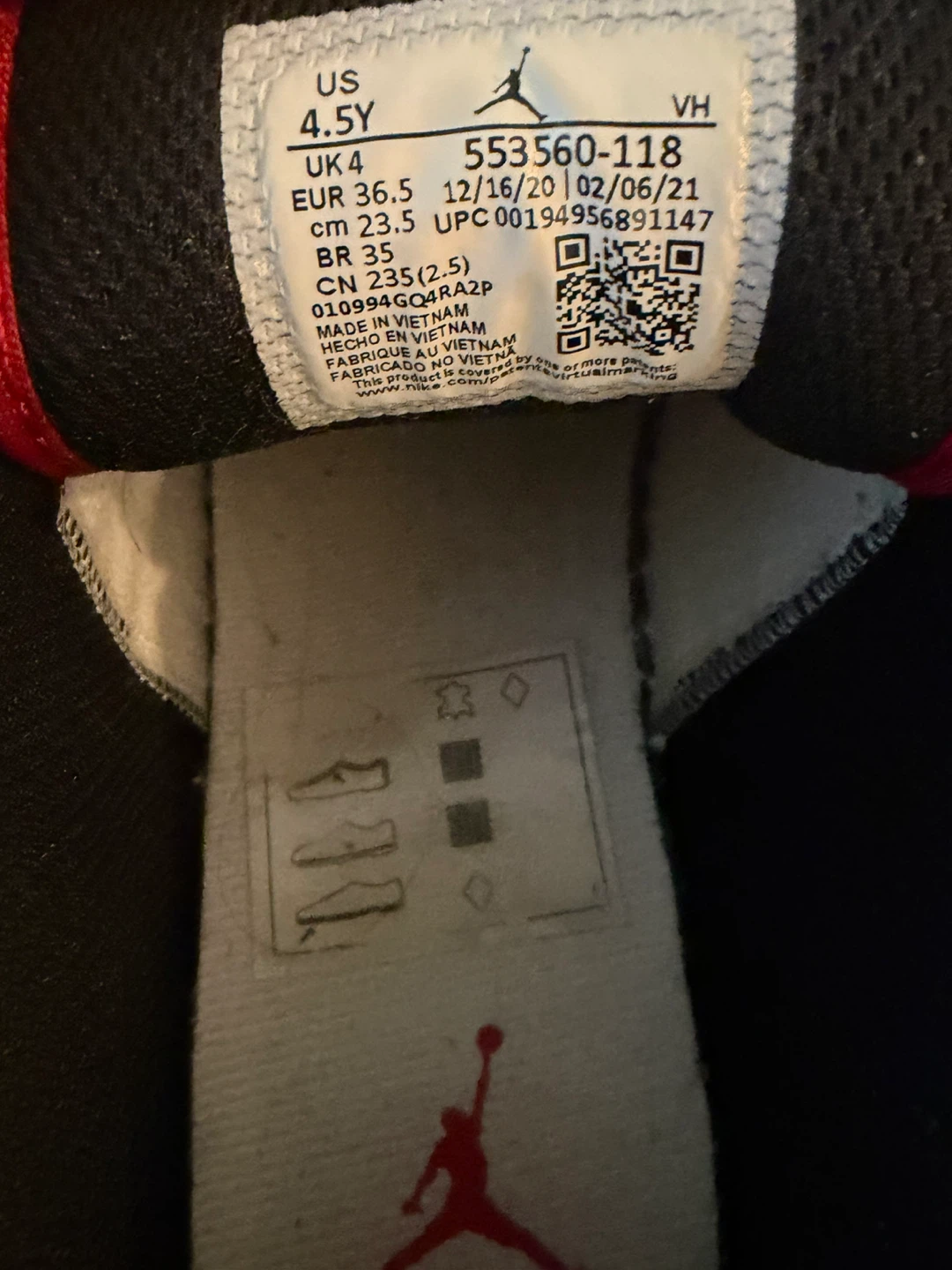 Jordan 1 Low White/Red - Size 4.5Y - photo 3