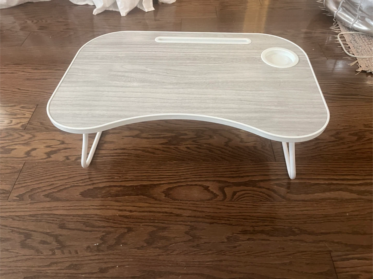 Fold-up gray Lap Desk with cup and phone holder