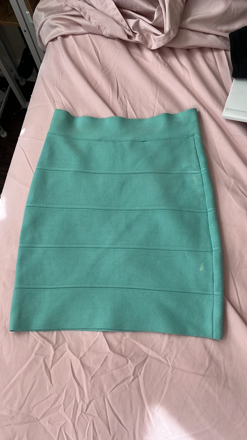 BCBG MAXAZRIA XS aqua light turquoise Bandage Skirt