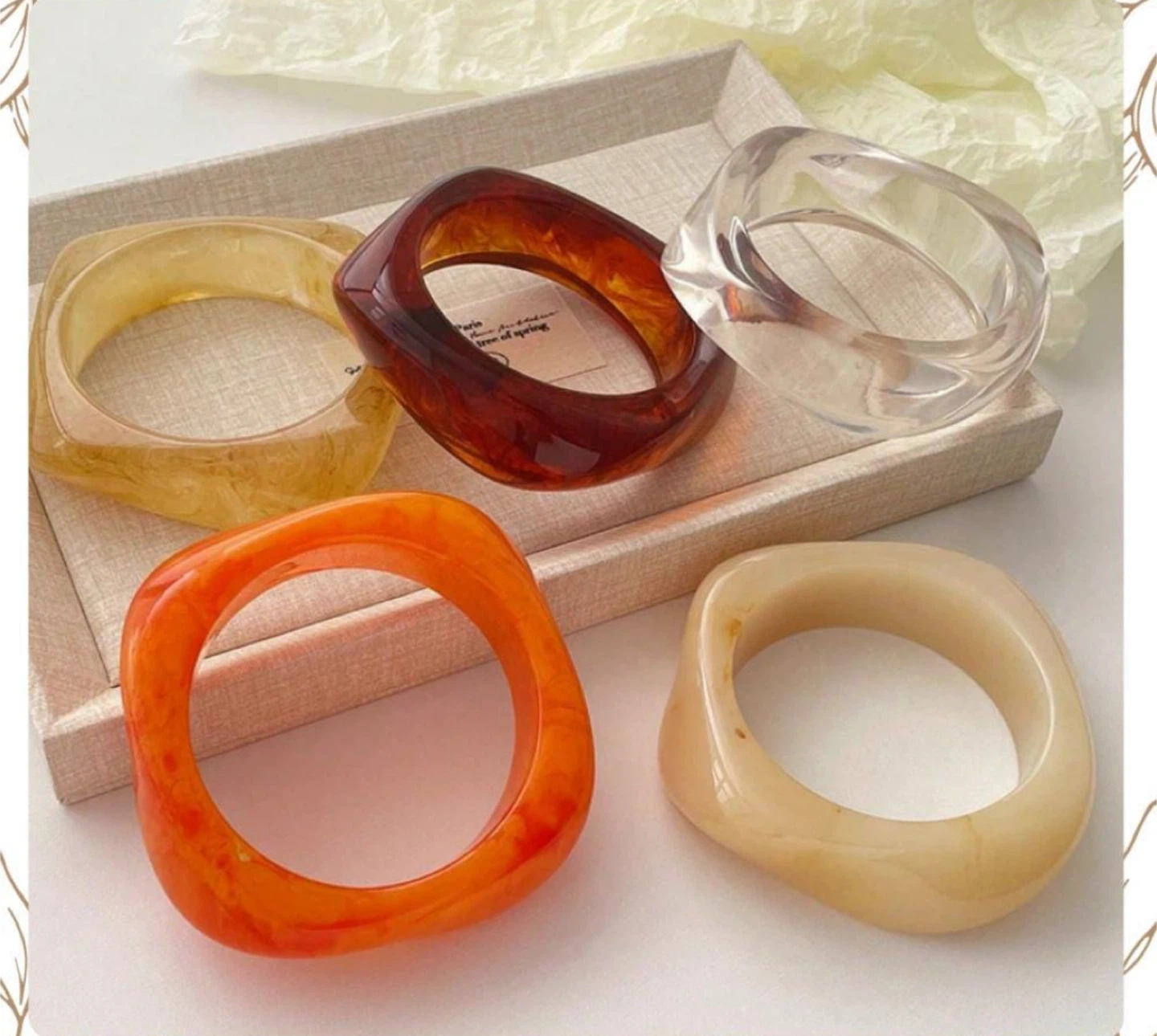 Resin Bangle Bracelet - Amber