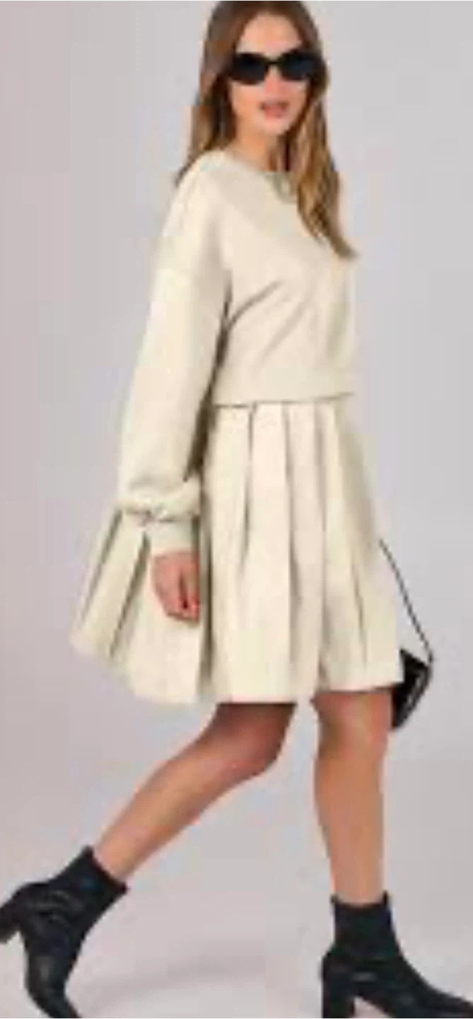 Anrabess Beige Pleated Dress - Size M