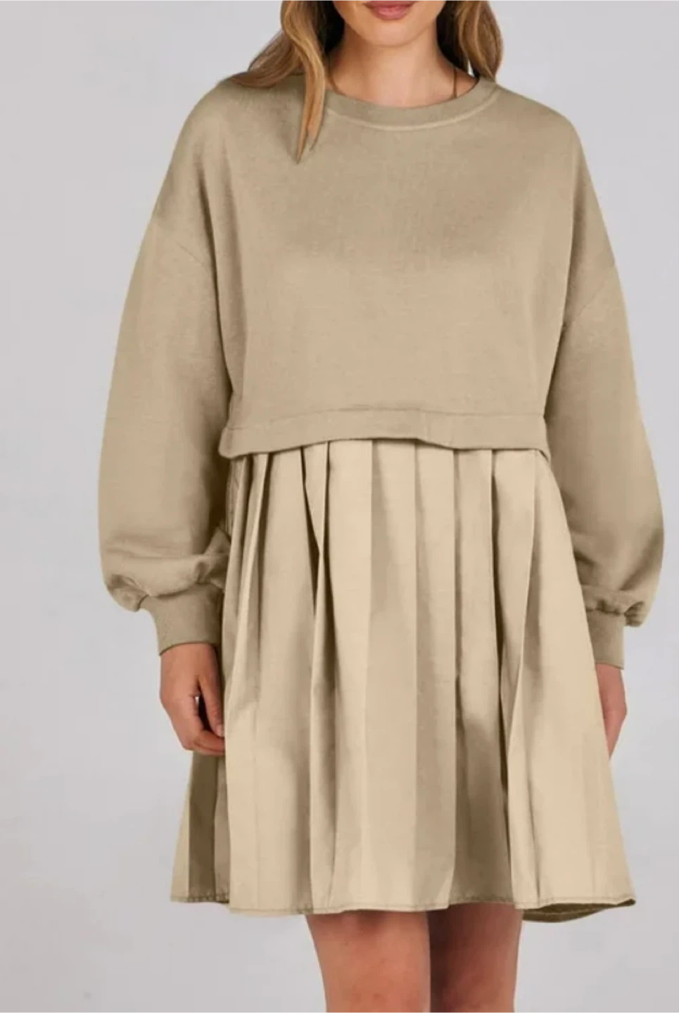 Anrabess Beige Pleated Dress - Size M - photo 2