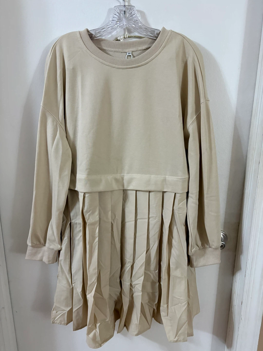 Anrabess Beige Pleated Dress - Size M - photo 3
