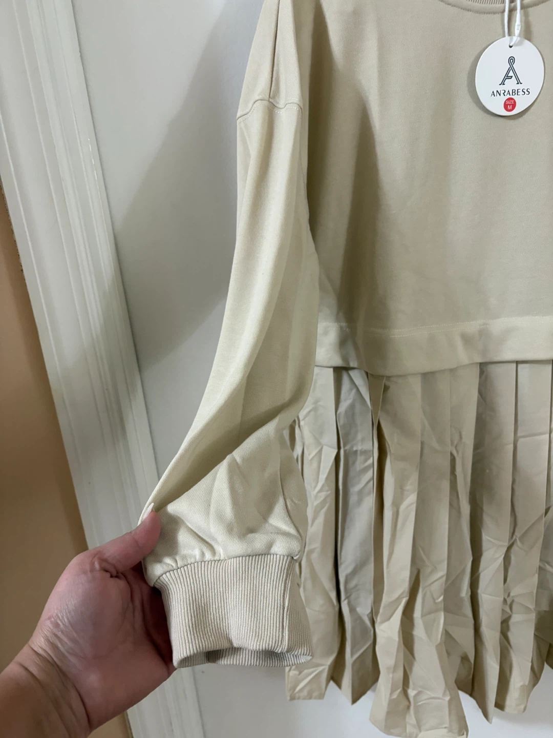 Anrabess Beige Pleated Dress - Size M - photo 5