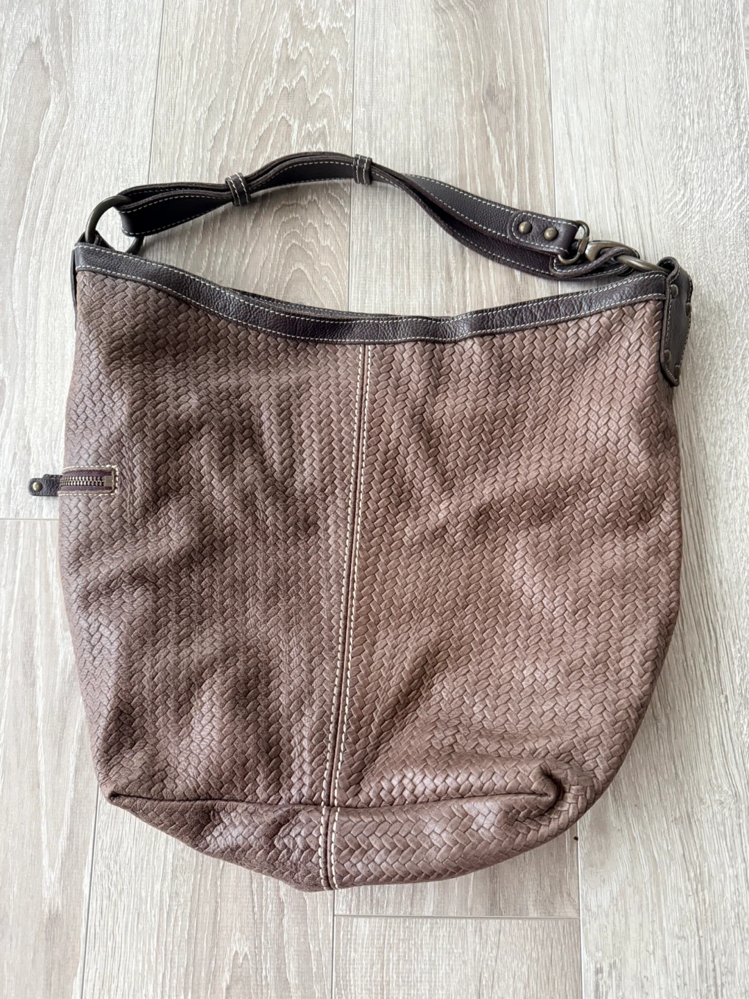 Roots Brown Leather Hobo Bag