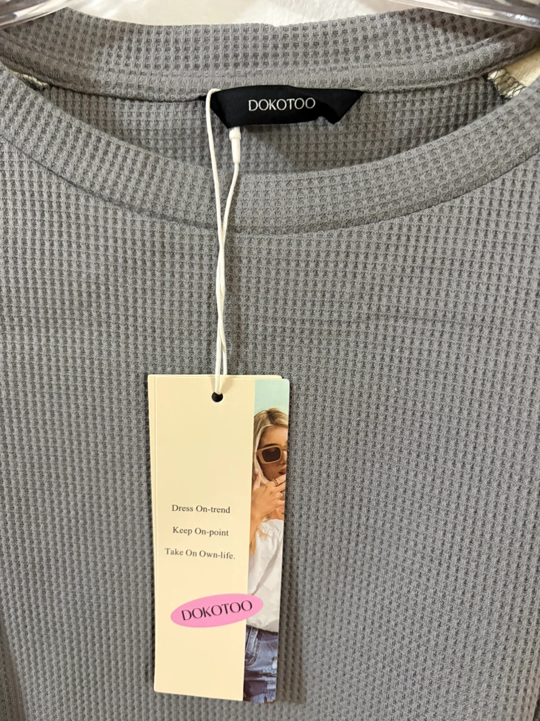 New DOKOTOO Waffle Knit Long Sleeve Top - Size S - photo 3