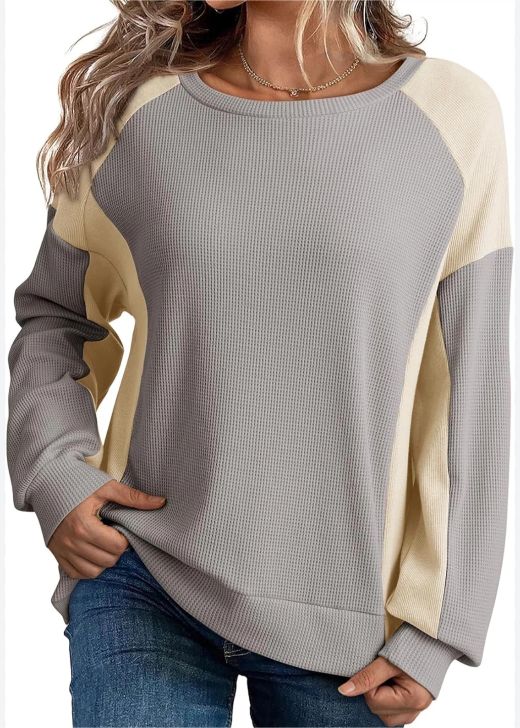 New DOKOTOO Waffle Knit Long Sleeve Top - Size S