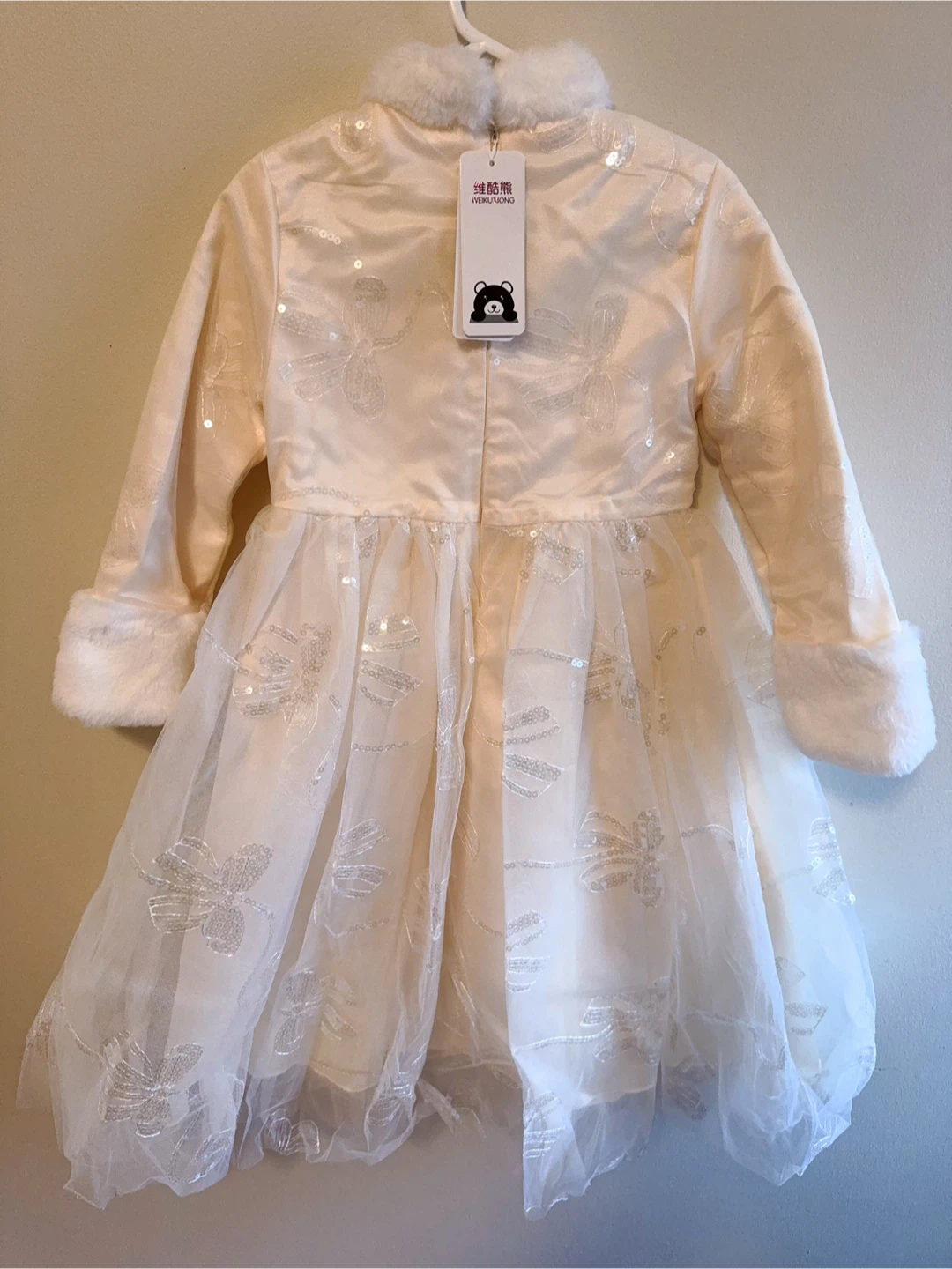 Girl's Dress - Cream with Silver Details Toddler size 5-6T - photo 4