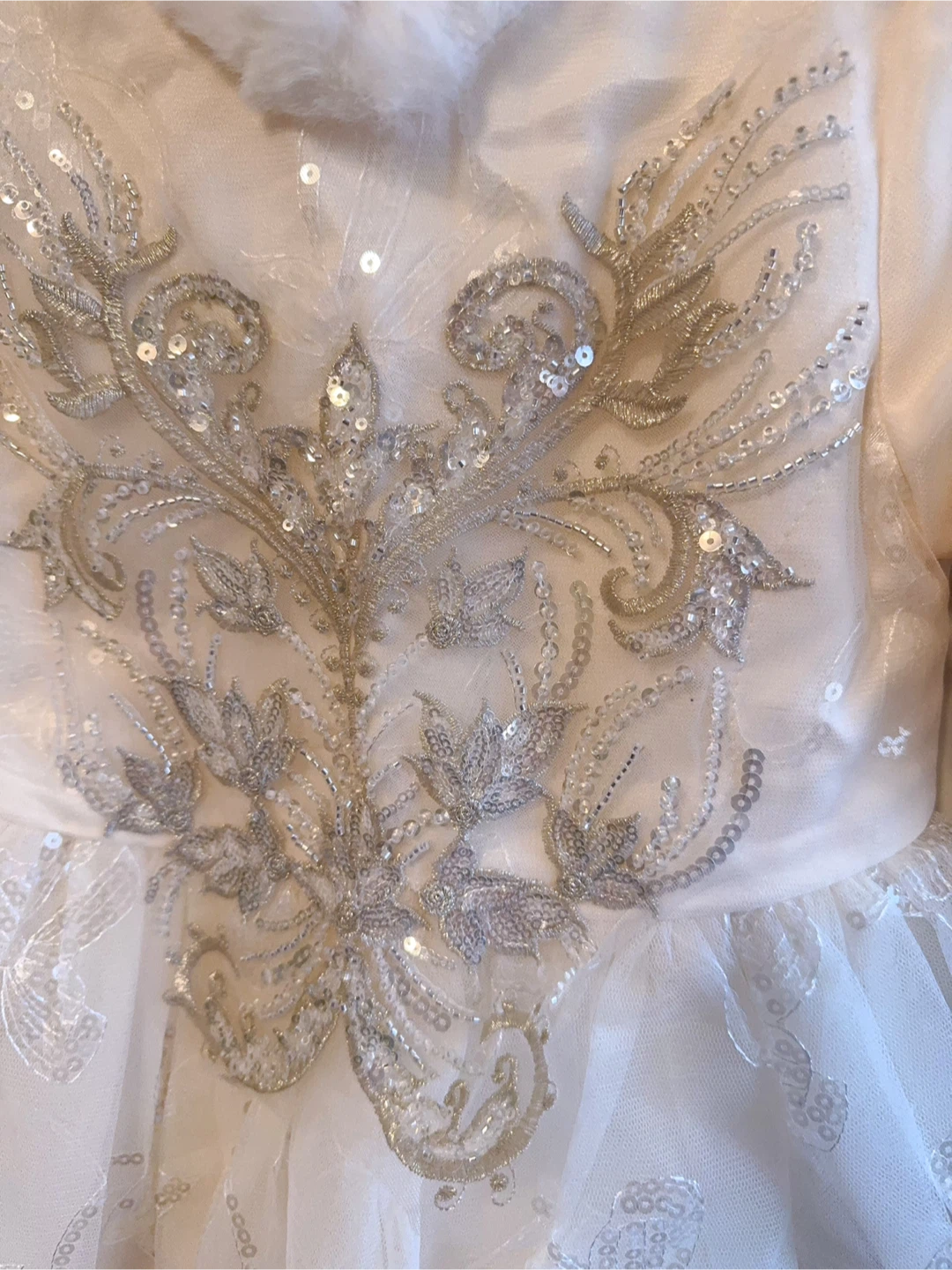 Girl's Dress - Cream with Silver Details Toddler size 5-6T - photo 2