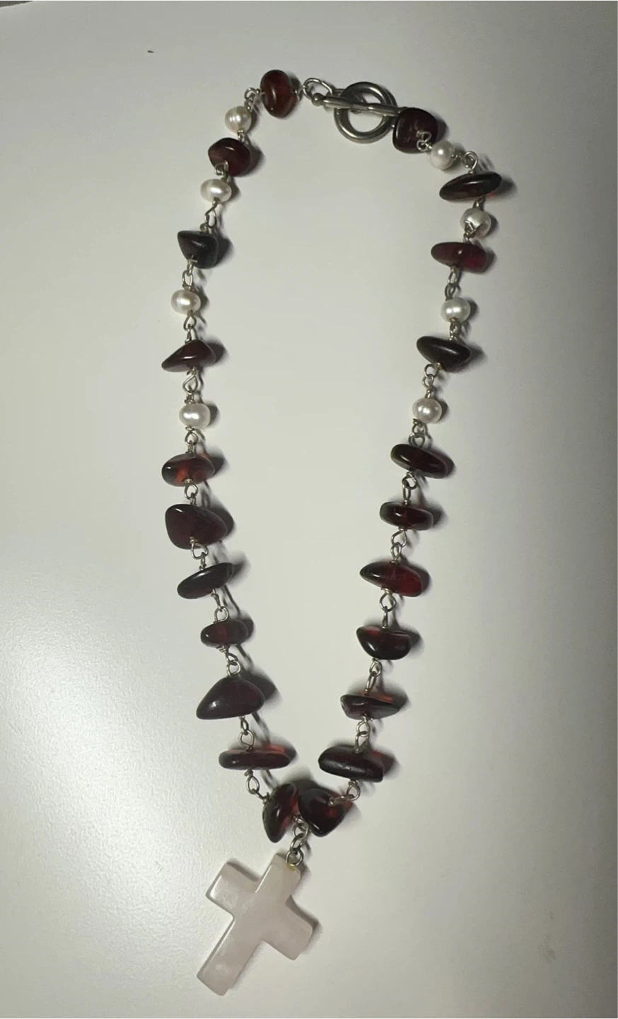 Natural Cherry Amber & Rose Quartz Necklace - photo 2