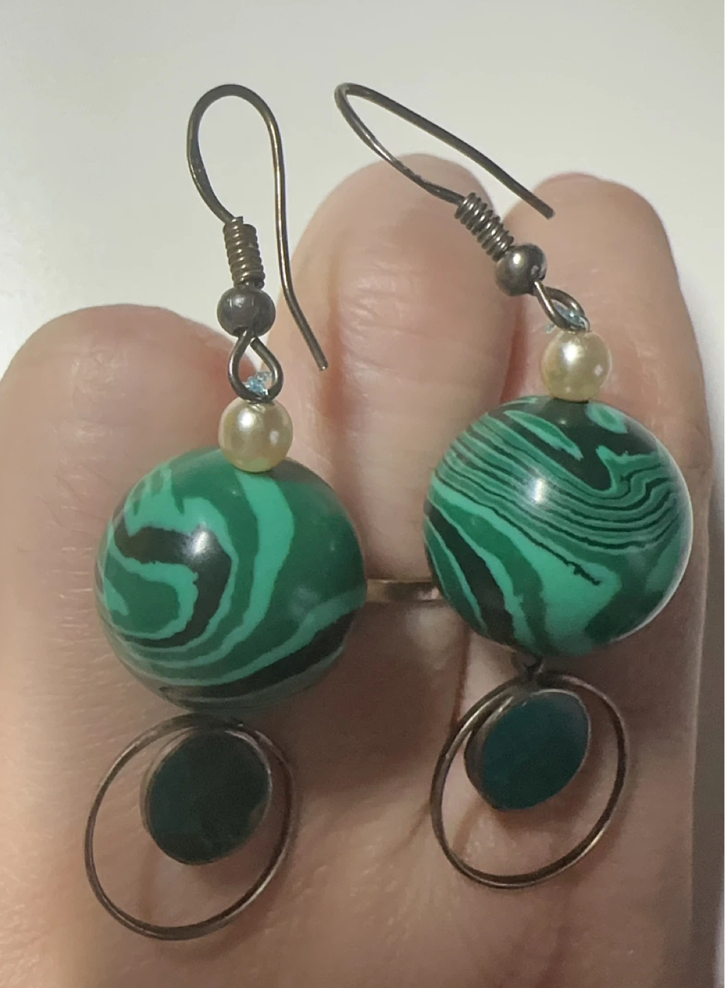 Malachite Ball Drop Earrings - photo 4
