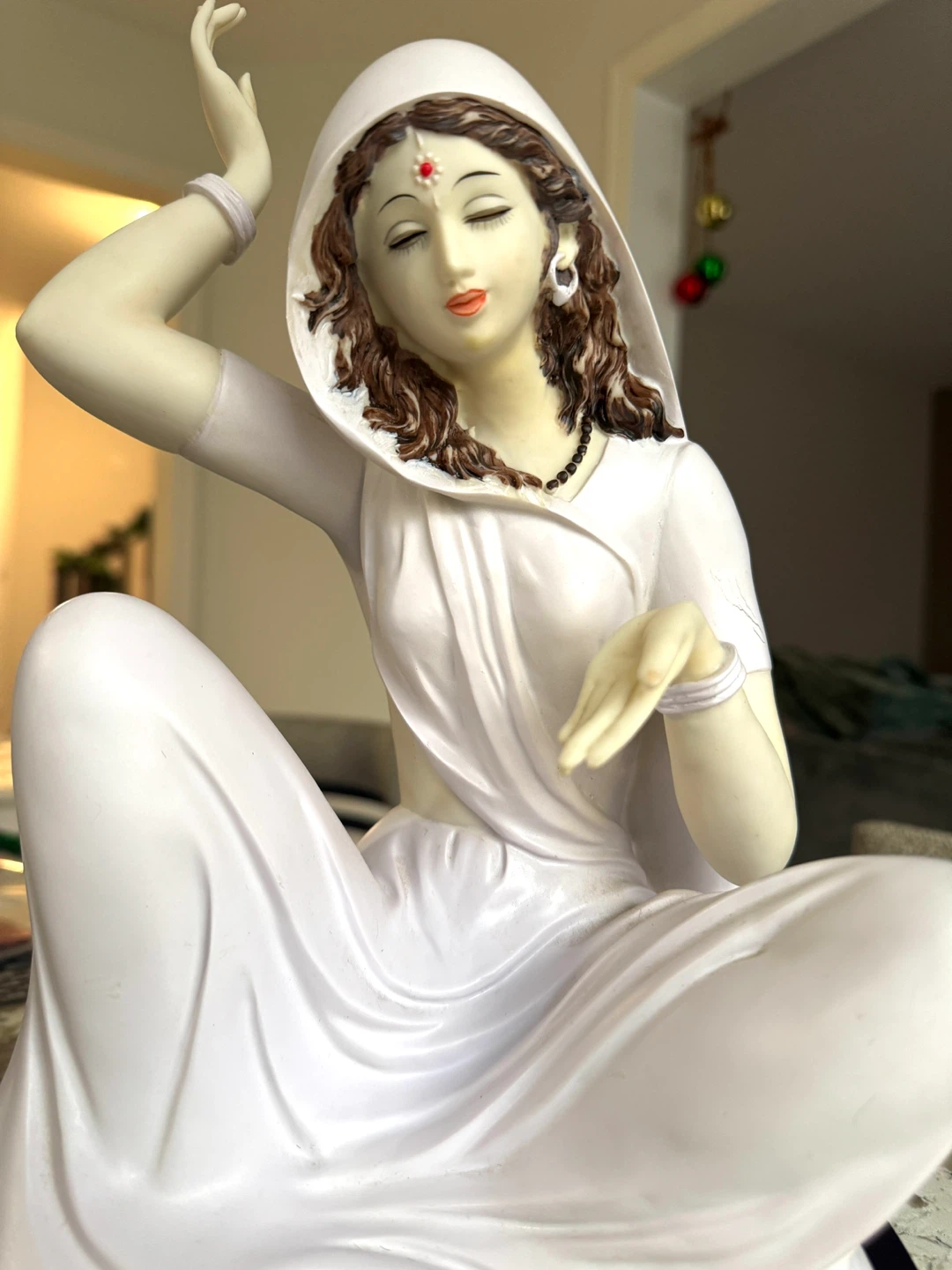 Meera Bai Statue White for Home Decor Figurine (12” x 9”) - photo 2