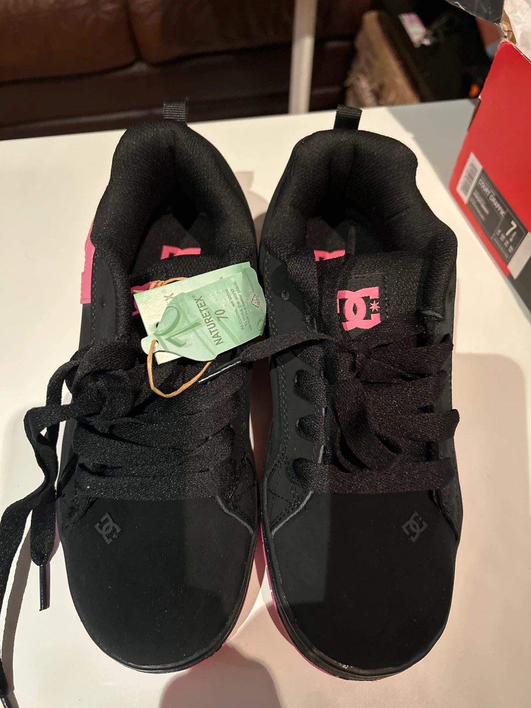 New DC Court Graffik Skate Shoes - Black/Pink, Size 7.5