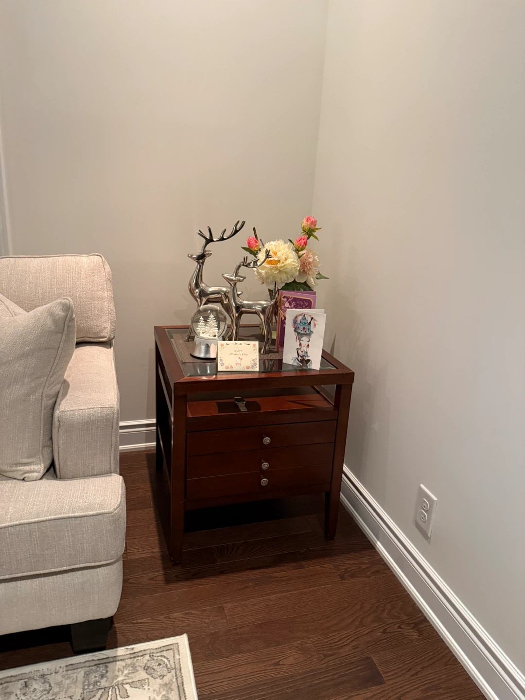 Glass Top Coffee & side Table - Brown Wood Frame - photo 3