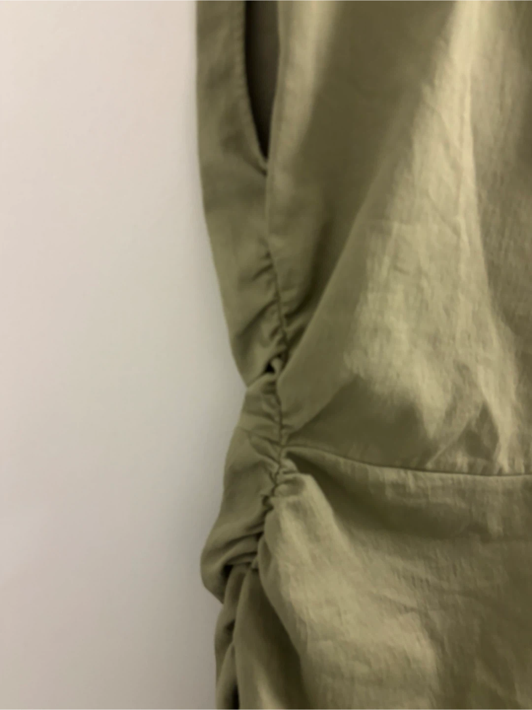 Zara Olive Green Ruched Dress - Size M - photo 2