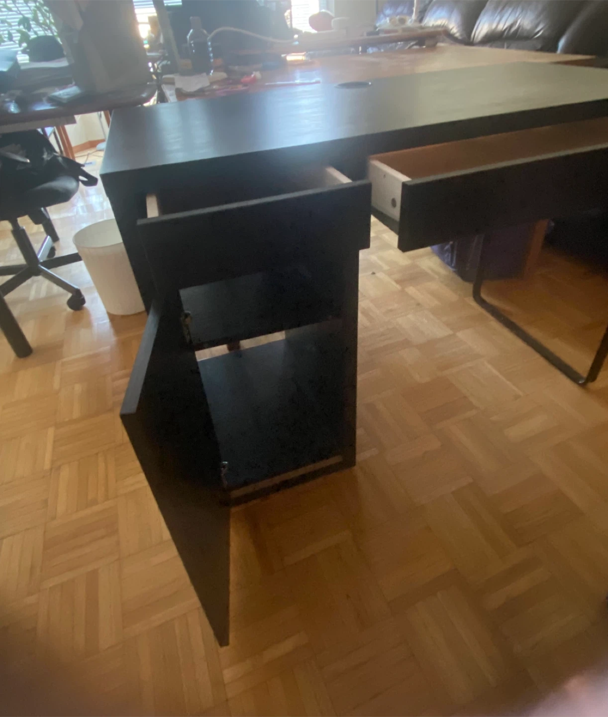 IKEA Black Desk with Drawers and Cupboards - photo 2