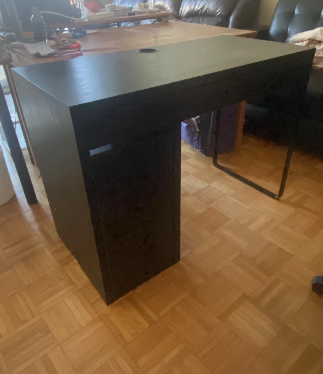 IKEA Black Desk with Drawers and Cupboards