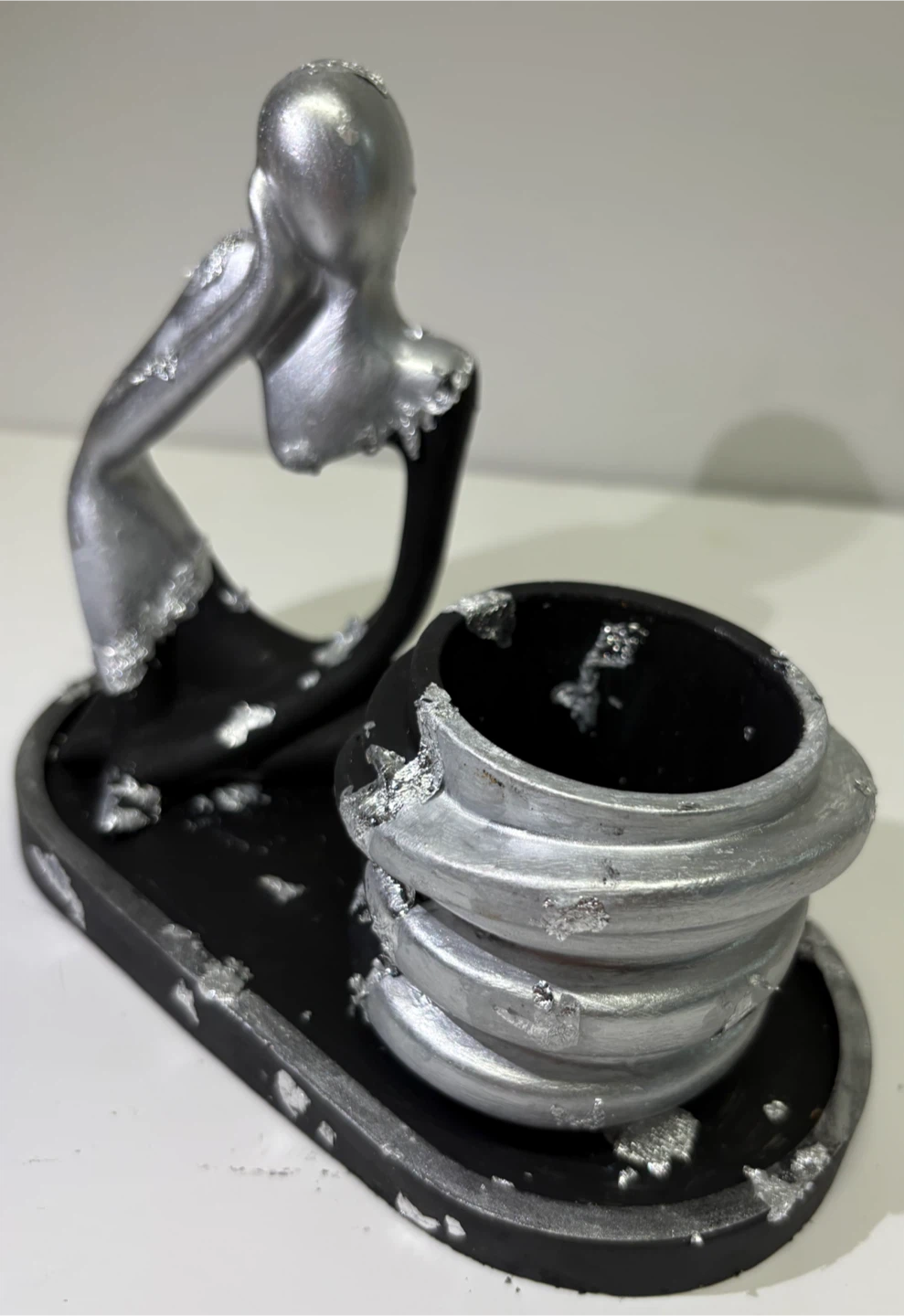 Handmade tray set with Thinking statue and trinket box - photo 3