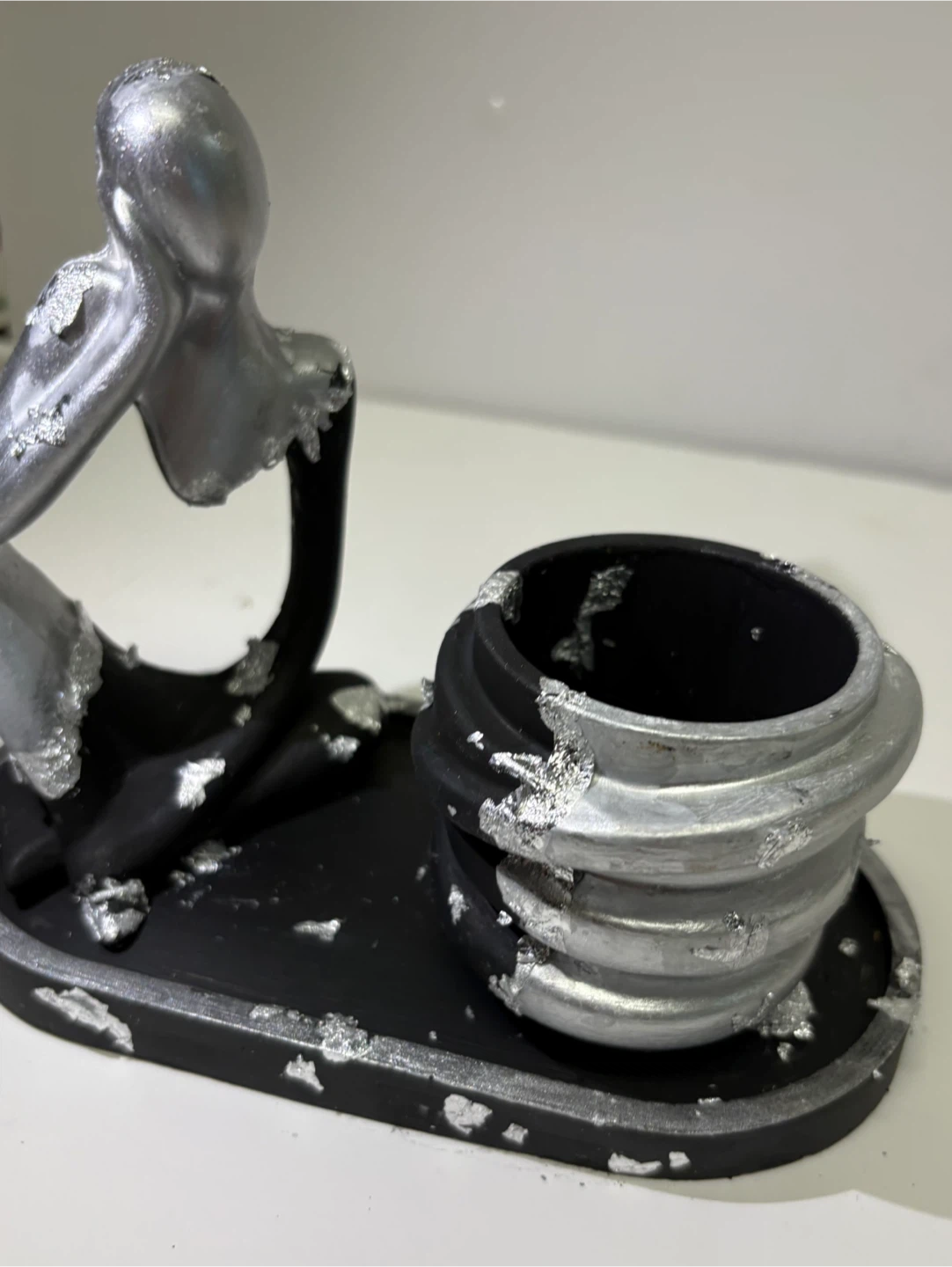 Handmade tray set with Thinking statue and trinket box - photo 4