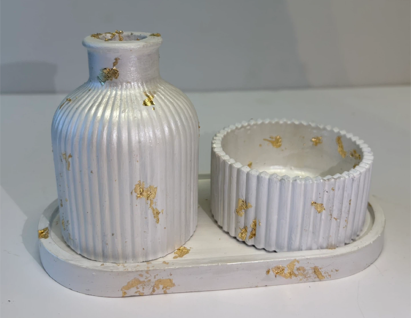 Handmade Decorative Tray Set with vase and trinket box