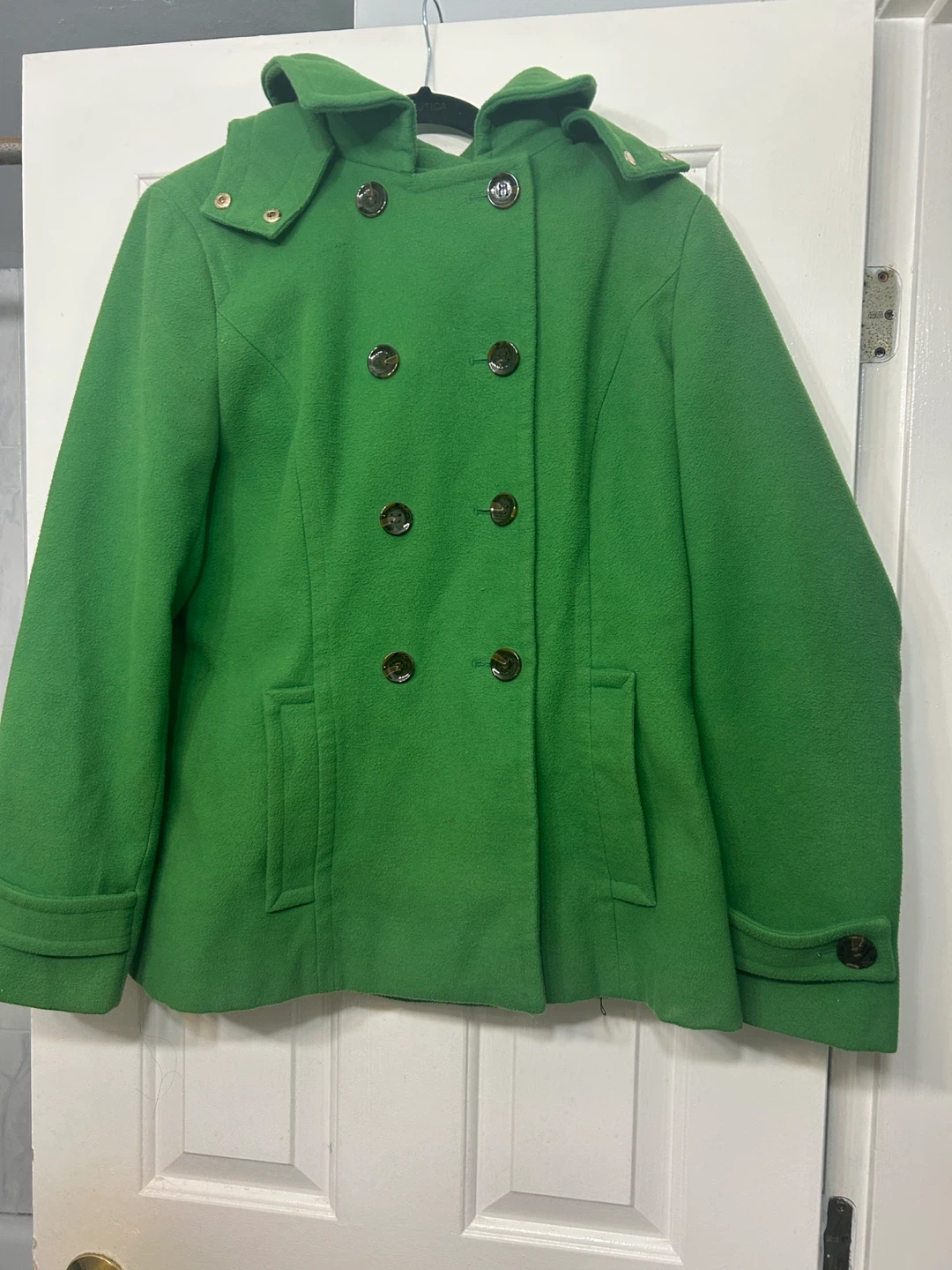 Calvin Klein Green Wool Blend Pea Coat