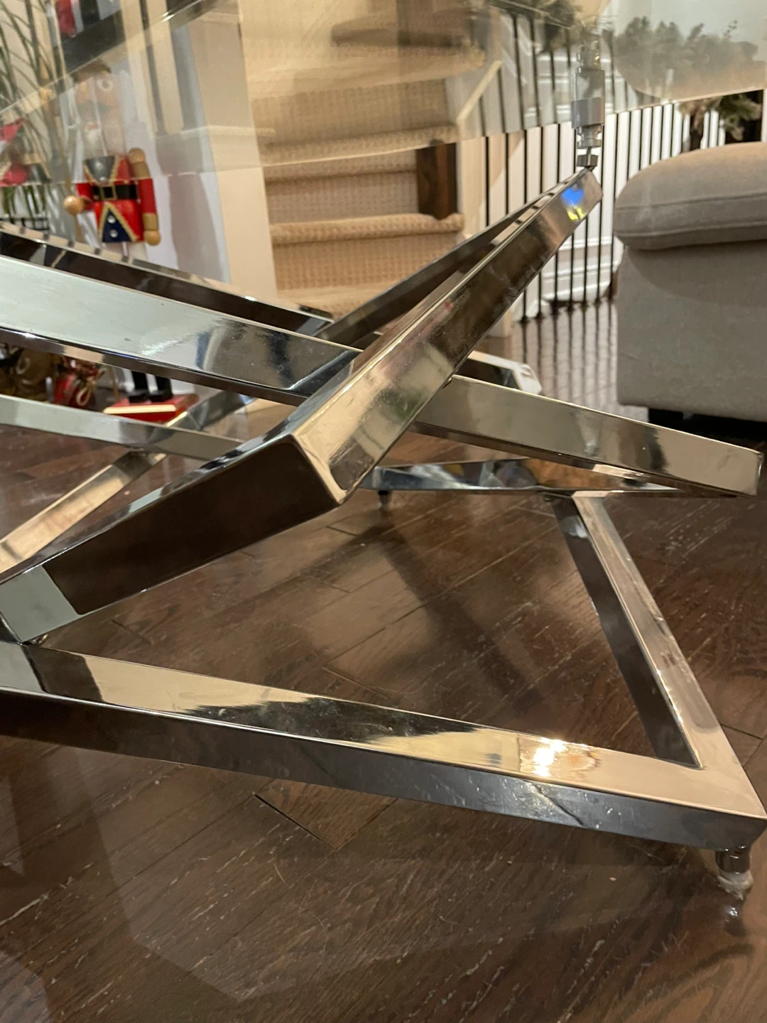 Glass Coffee Table with Chrome Base - Octagon Shape - photo 5