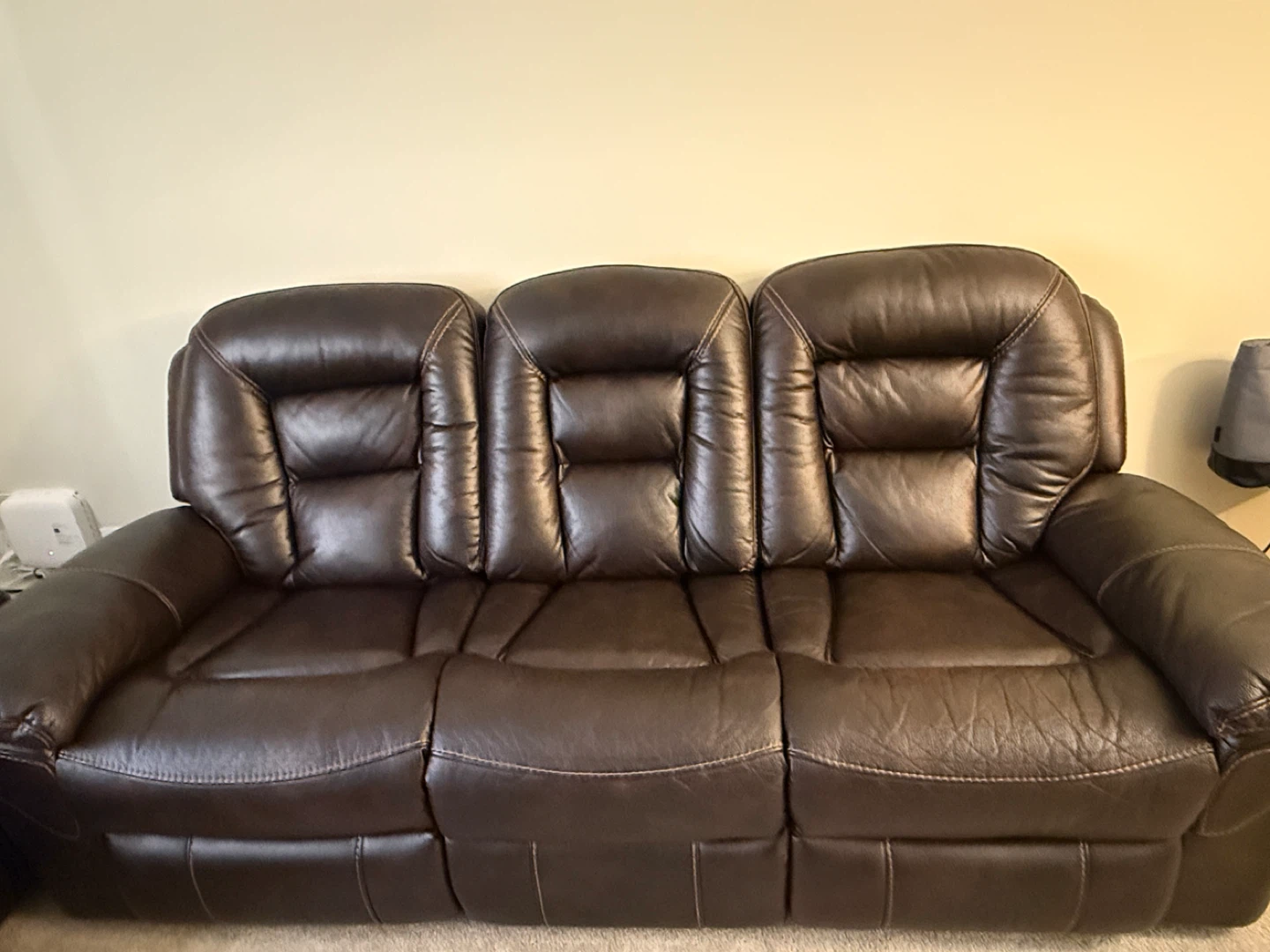 Brown Leather Reclining Sofa