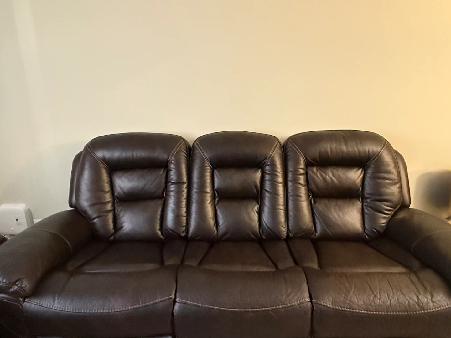 Brown Leather Reclining Sofa - photo 5