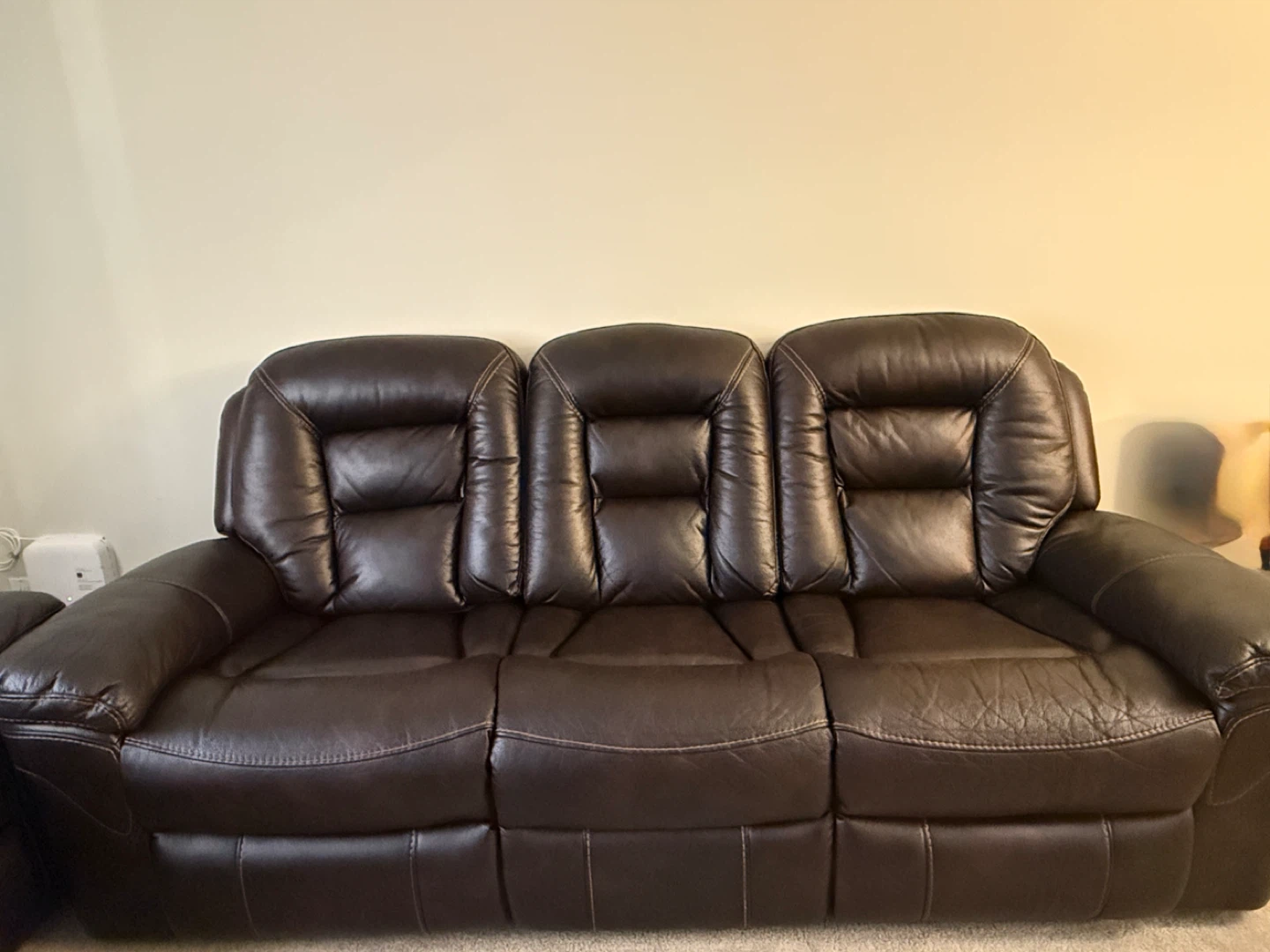 Brown Leather Reclining Sofa - photo 4