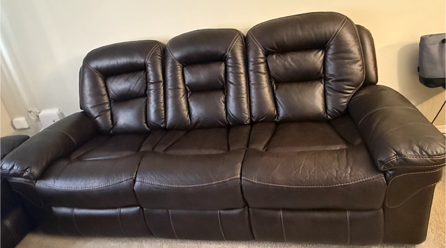 Brown Leather Reclining Sofa - photo 2